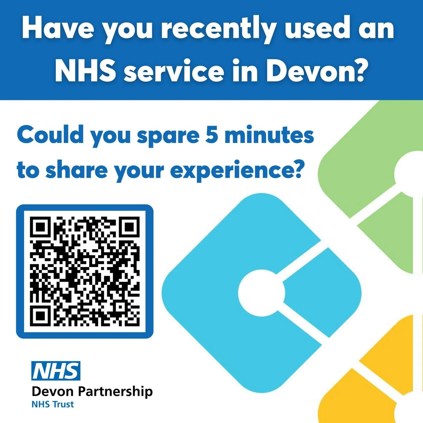 Have you used a Devon Partnership NHS Trust service recently?

Could you spare 5 minutes to share your experience?📲

Take the survey: https://bit.ly/47So4xq

Visit @dpt_nhs for more info