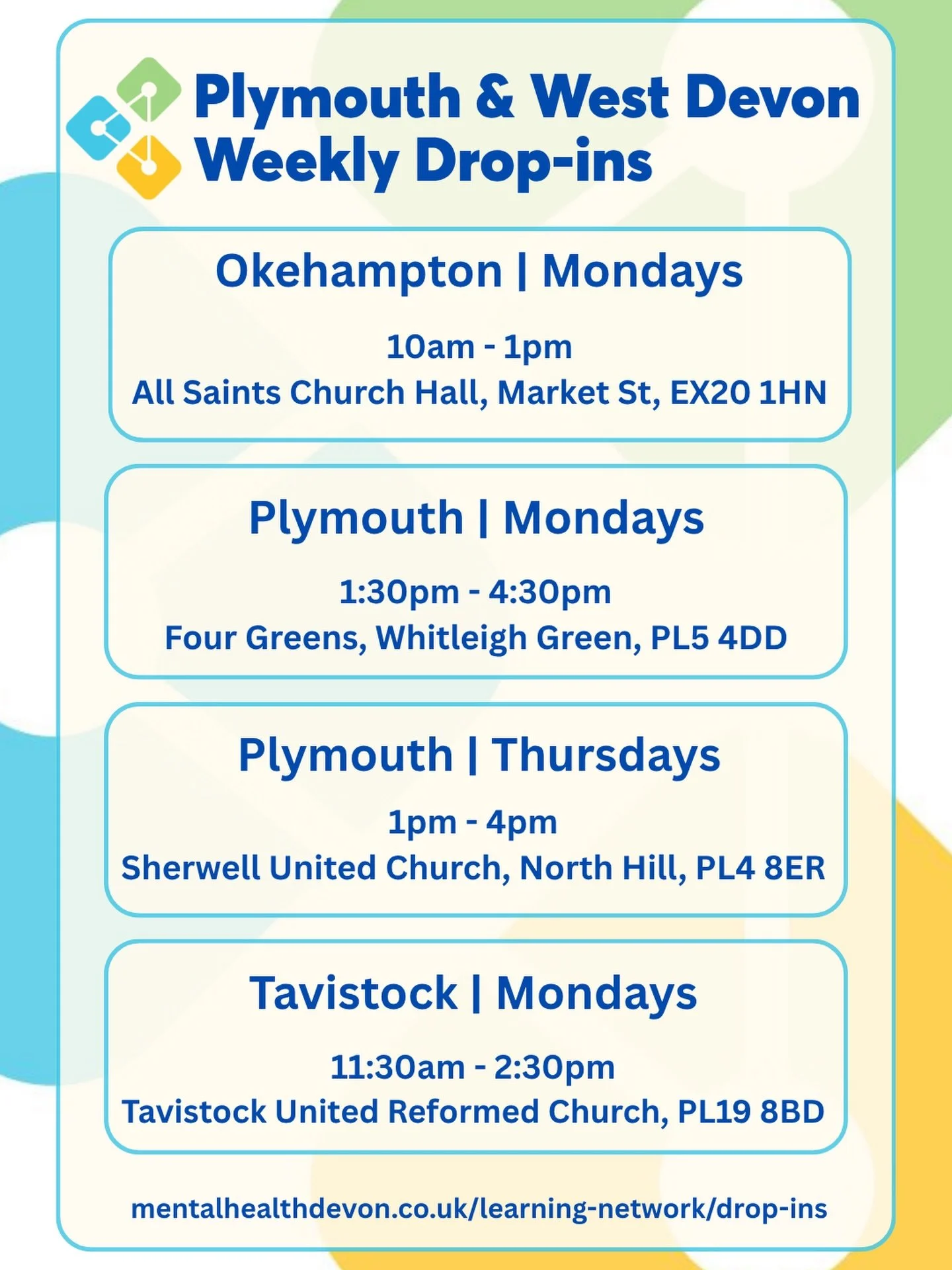 This week is Mental Health Awareness Week, to celebrate we are shining a light on our weekly Mental Health &amp; Recovery Drop-ins across Devon. 

Each day we will be highlighting one Devon area: Northern Devon, Exeter, East &amp; Mid Devon, Torbay &