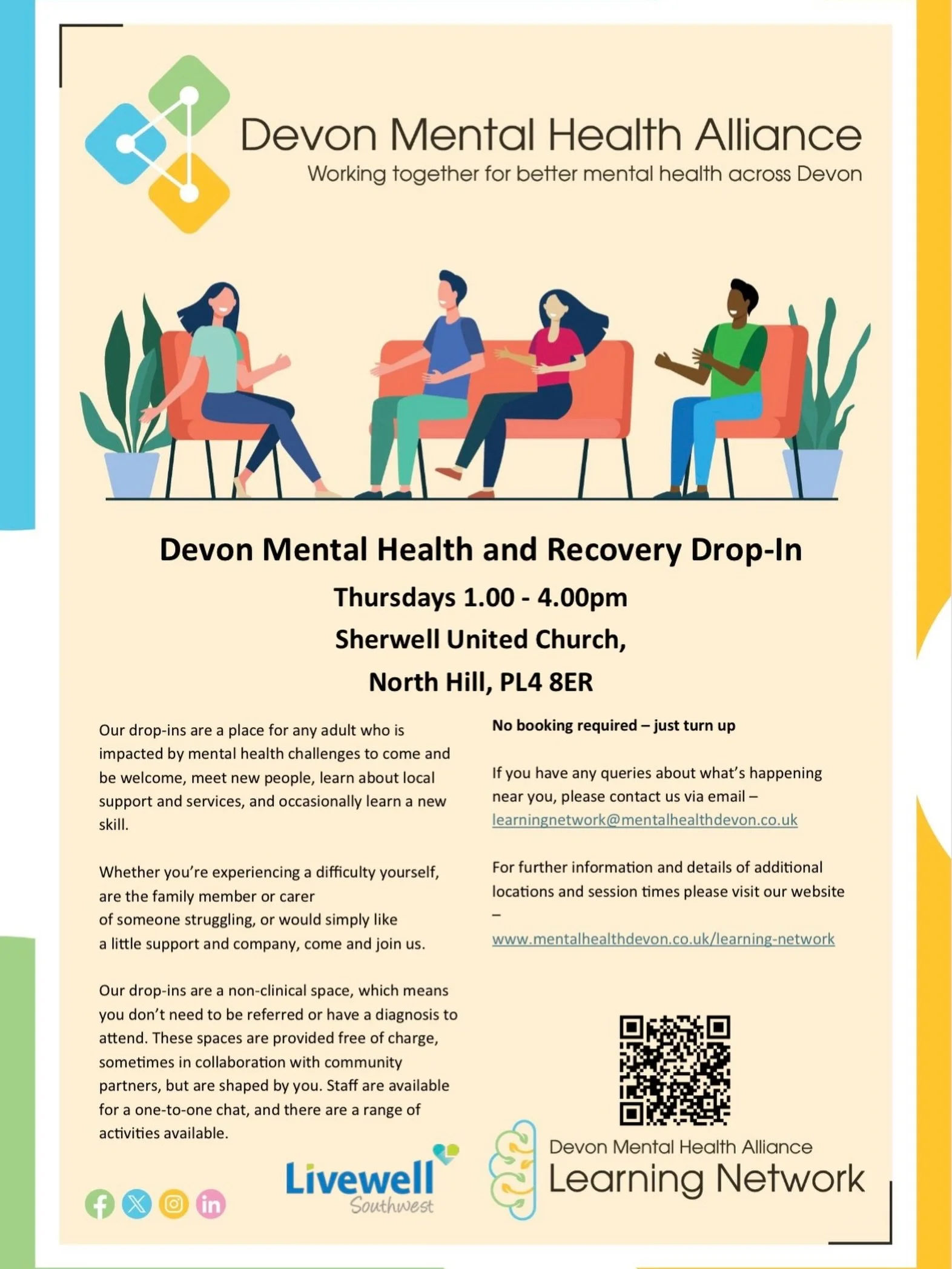 Next week, our Plymouth Mental Health &amp; Recovery Drop-in will be joined by the West Devon and East Cornwall Breast Screening Service as part of @theprimrosefoundation , providing information and advice on breast screenings.

Join us on Thursday 1