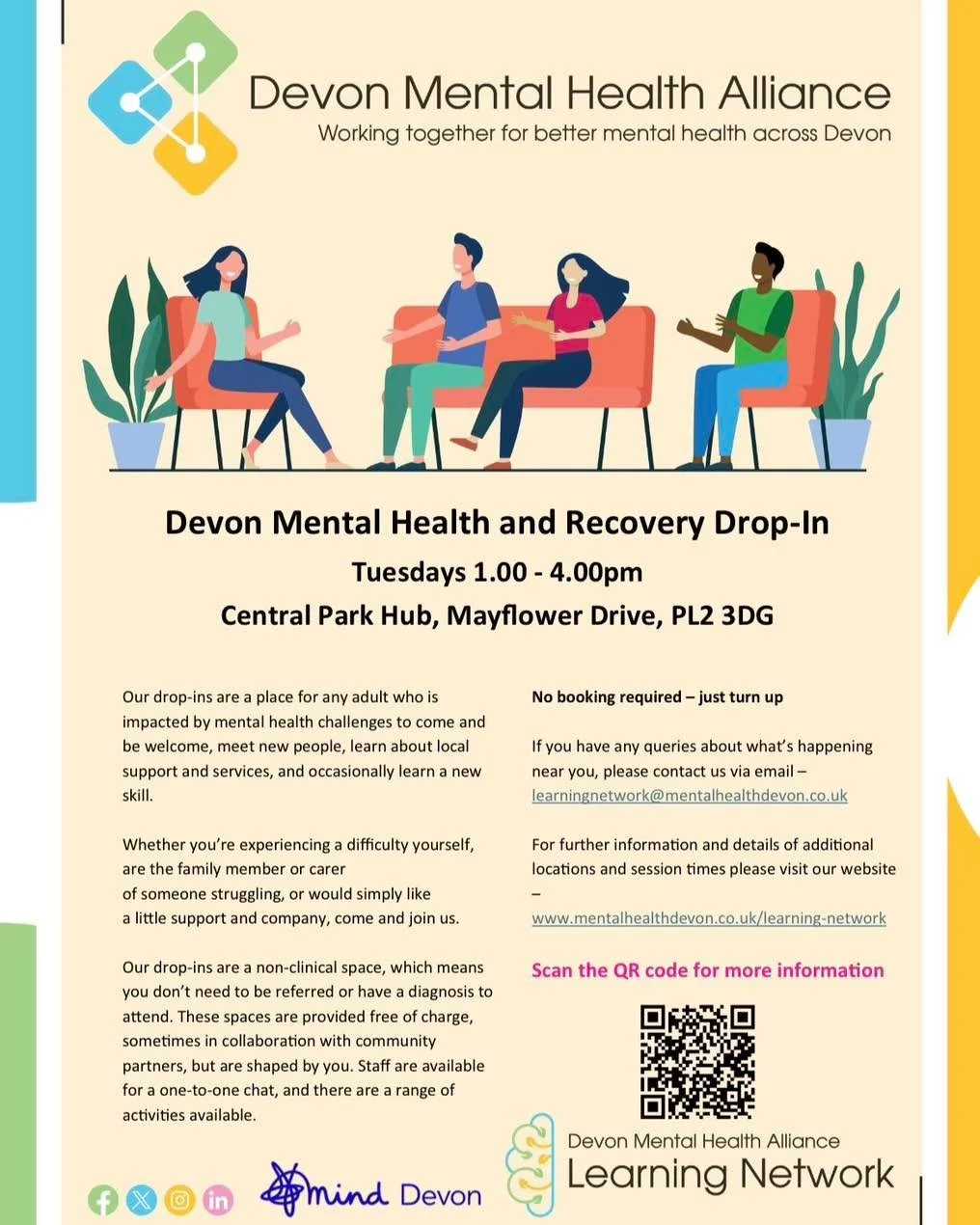 TODAY we open our Plymouth Central Park Drop-in!

Come and visit us at Central Park Hub between 1 - 4pm, enjoy a cuppa, meet our friendly staff and learn about wellbeing support in your area

We will be open every Tuesday 1-4pm, find us at Central Pa