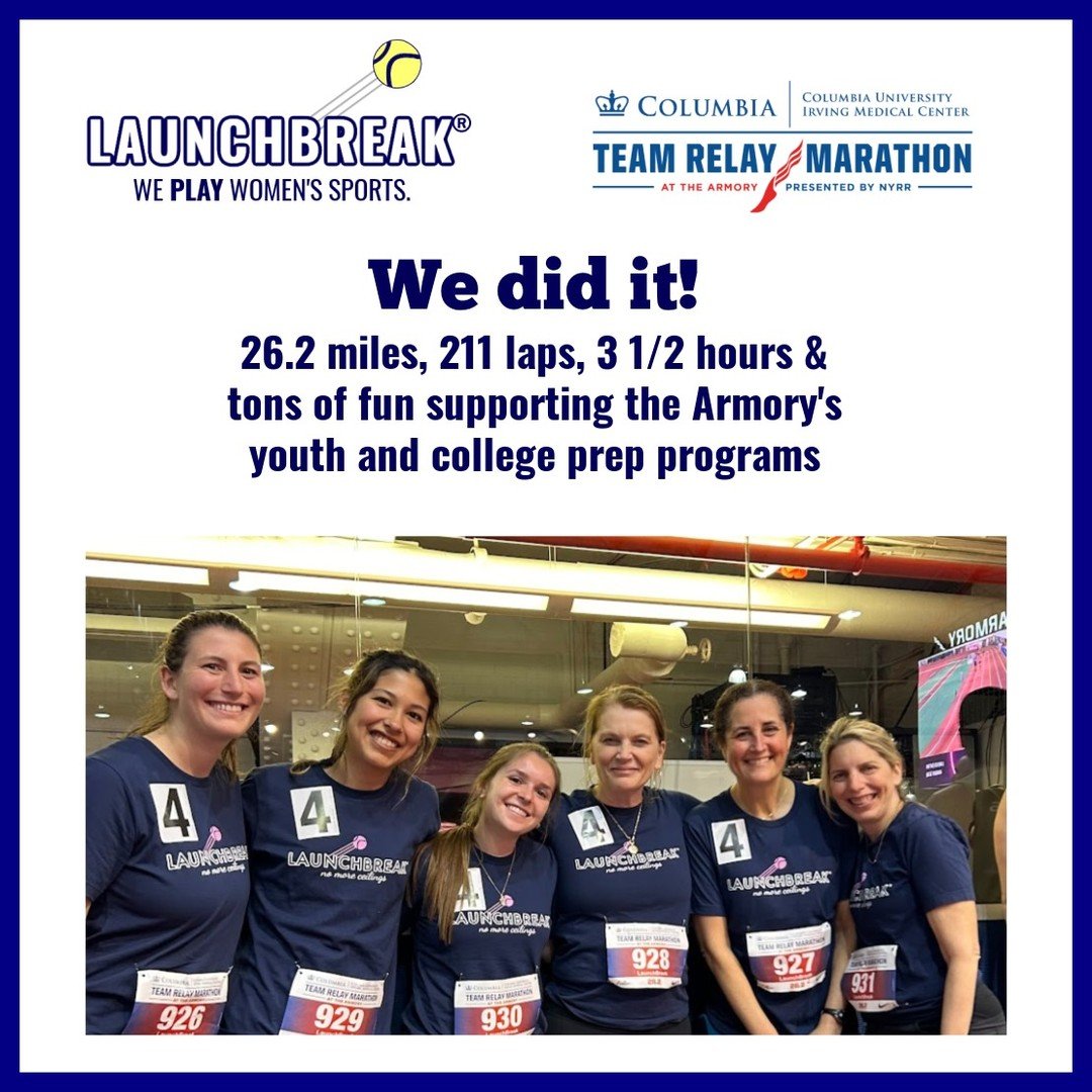 Team LaunchBreak participated in a Relay Marathon last night at the Armory in NYC to raise money for their youth and college prep programs. Thanks to all of our LaunchBreakers for running (and to friend of LaunchBreak's, Sarah Deckey, not pictured, w
