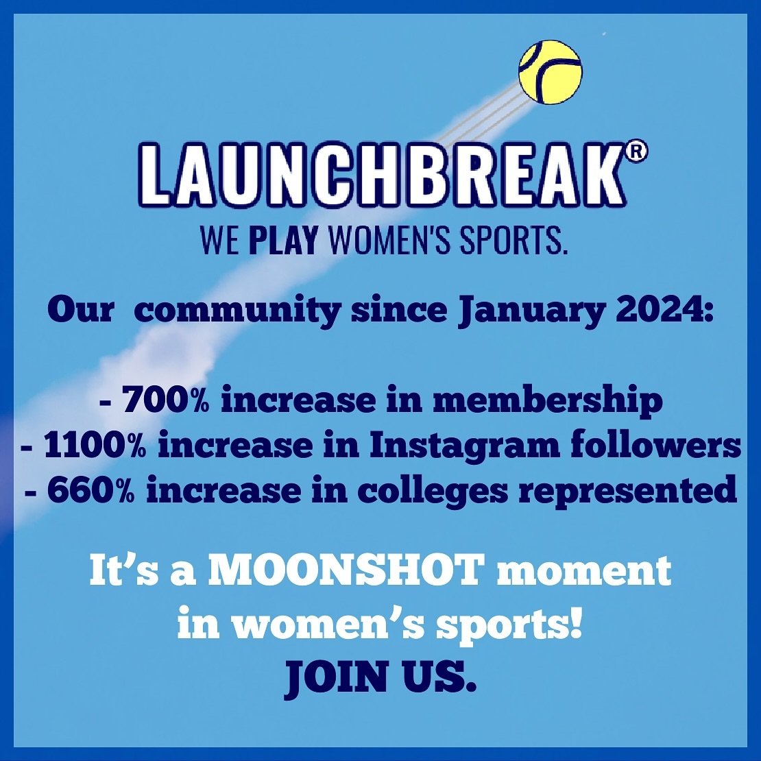 LaunchBreak is a professional and shared-interest networking community for athletes that play/ed women&rsquo;s sports at the collegiate, national or pro level. Join our inclusive community for free today. Link in bio.

#LaunchBreak
#womeninsport 
#wo