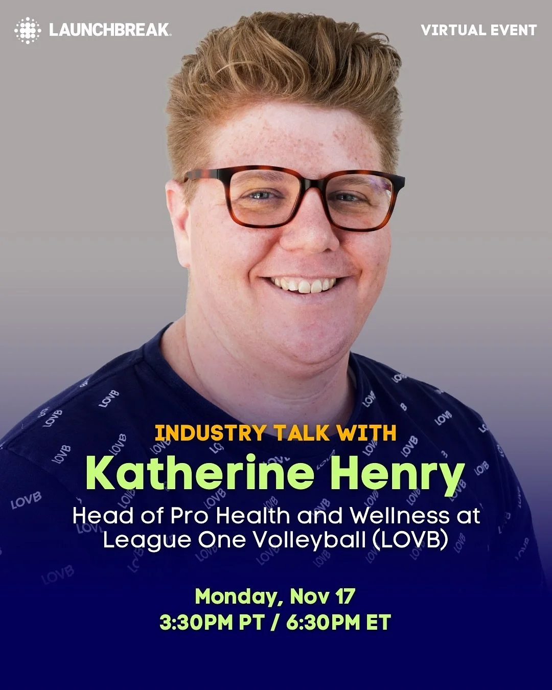 Join us for a powerful conversation with LaunchBreaker and DIII Rugby Athlete turned Sports Industry Leader, Katherine Henry, Head of Pro Health and Wellness at League One Volleyball (LOVB) @lovb. Hear insights on her career journey along with how sh