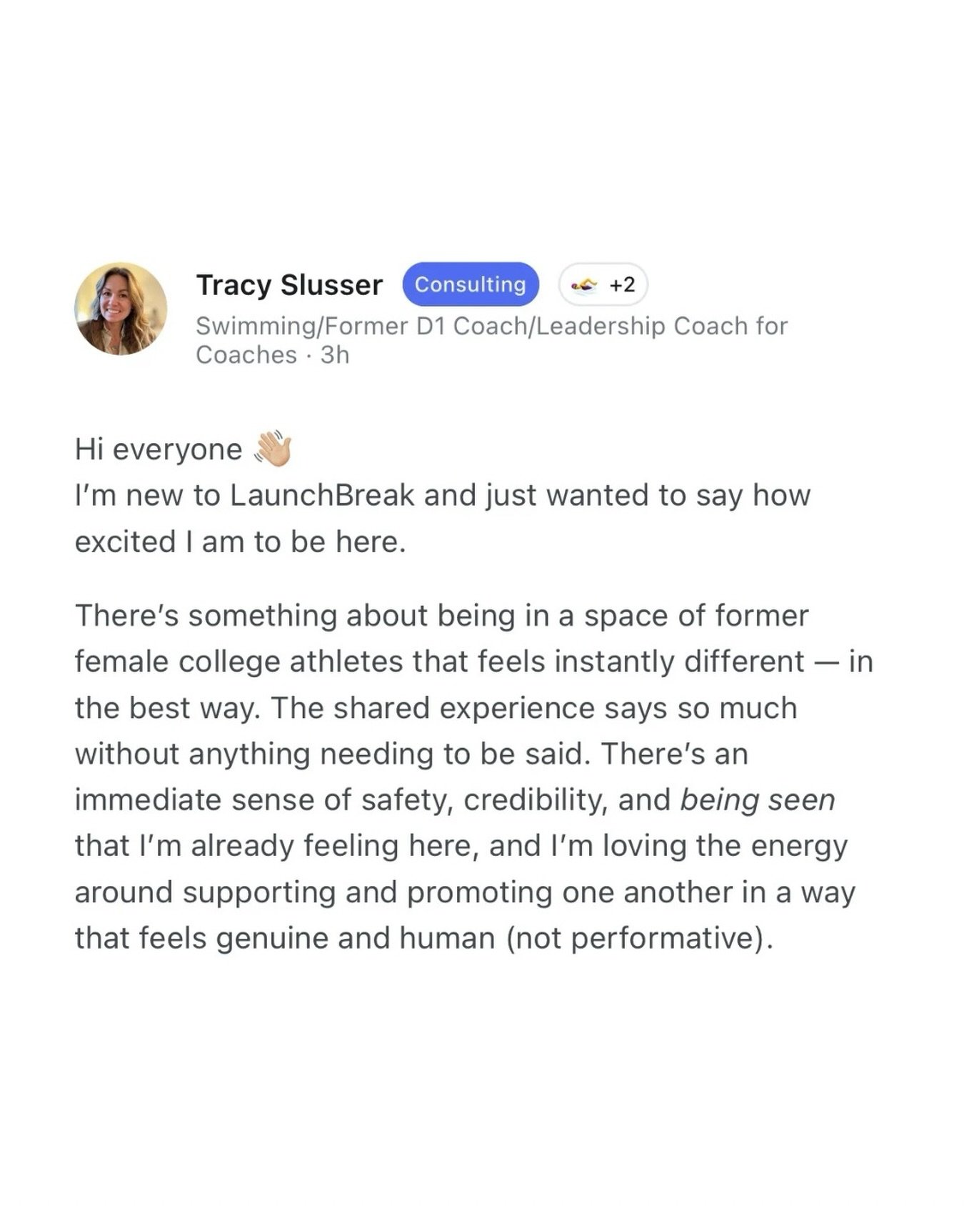 The feeling of joining a community that just gets it 🥹 > 

Played women&rsquo;s sports? Or still playing women&rsquo;s sports? Join us at launchbreak.com