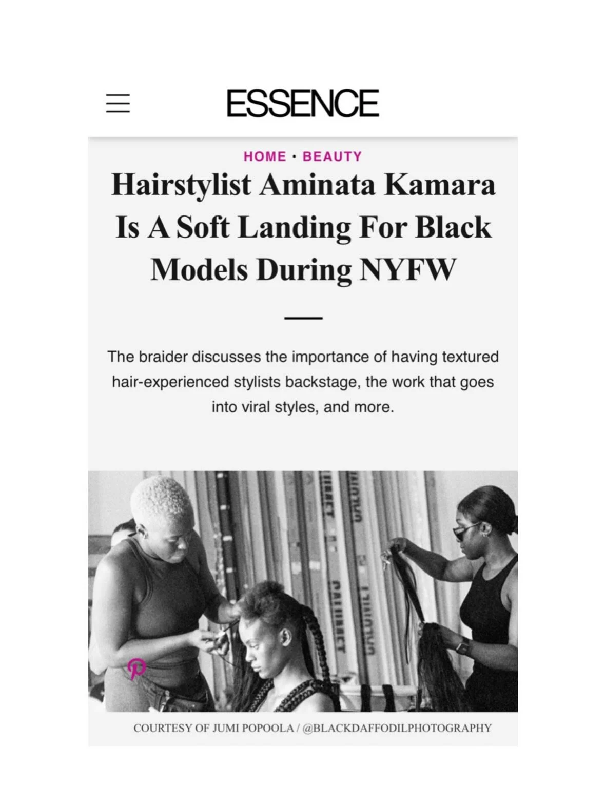 In light of New York Fashion week I wona TB to this beautiful article by @essence on my journey into Fashion. 

Last slide is my mantra 🙏🏾

Forever grateful ❤️ thank you @_danaoliver 
#essence #aminatacreative #NYFW #Fashion #hairstylist