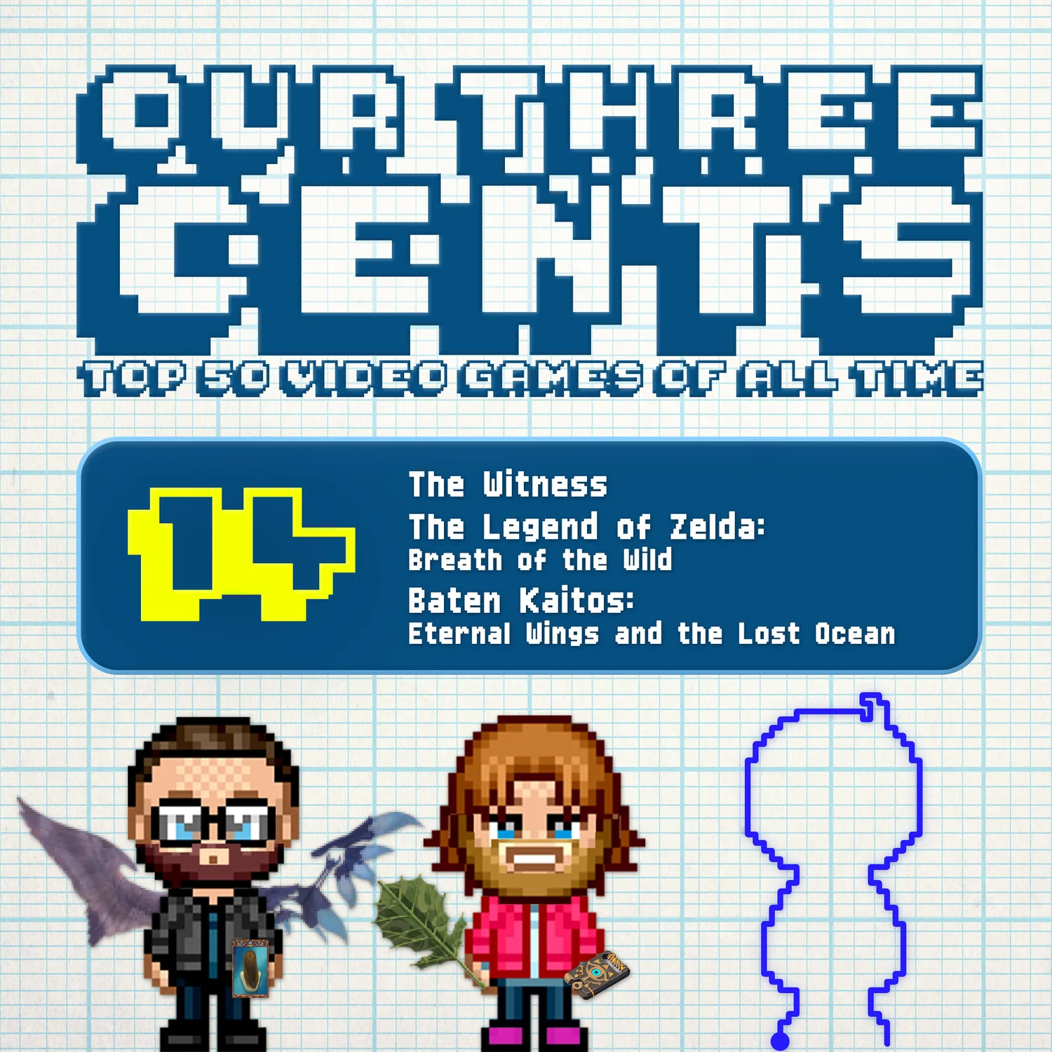 Number 14 - The Witness, The Legend of Zelda: Breath of the Wild, Baten Kaitos: Eternal Wings and the Lost Ocean episode artwork