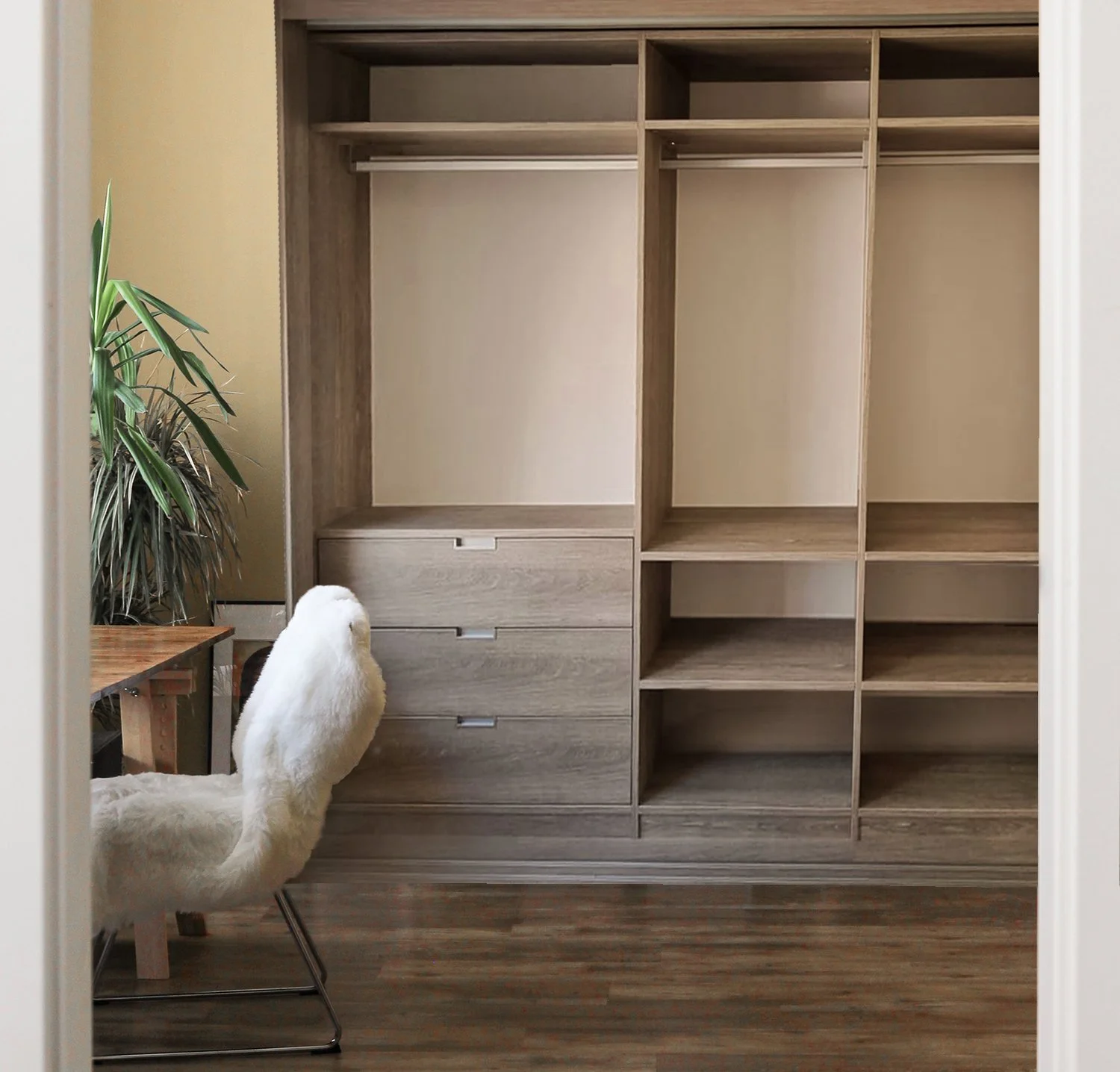 part fitted wardrobe, complimenting the room and interiors