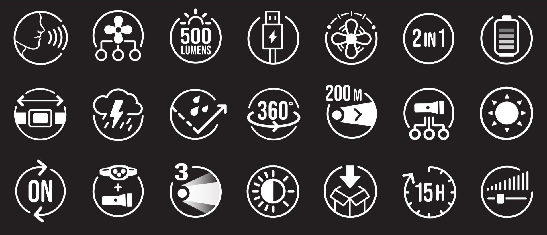 Consistent iconography style to quickly communicate image theme