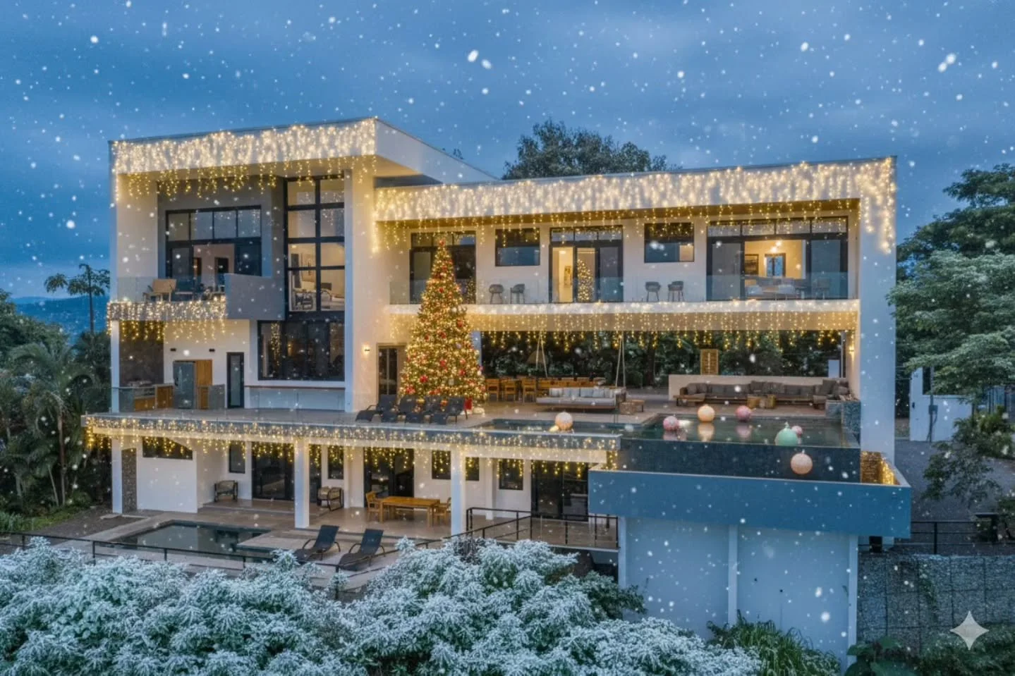 Winter in Costa Rica looks a little different this year... ❄️✨ 

Which version of Karmanosara are you booking? 

DM us to make your vacation happen 🤍