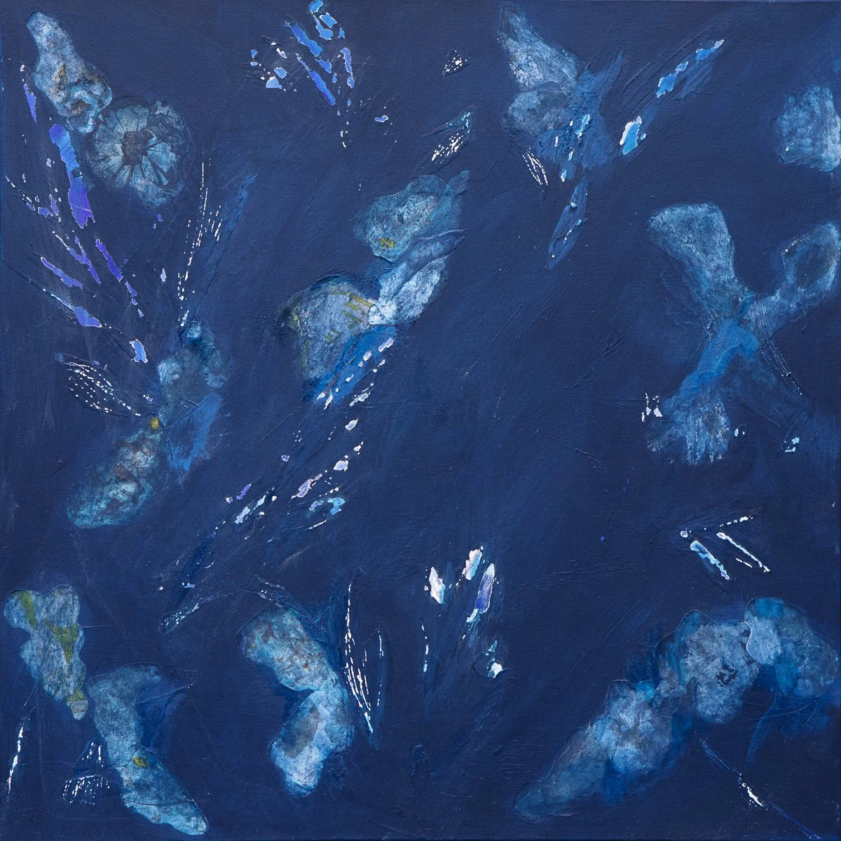 Cenote I, 2024, Mixed media on canvas 36 x 36 in