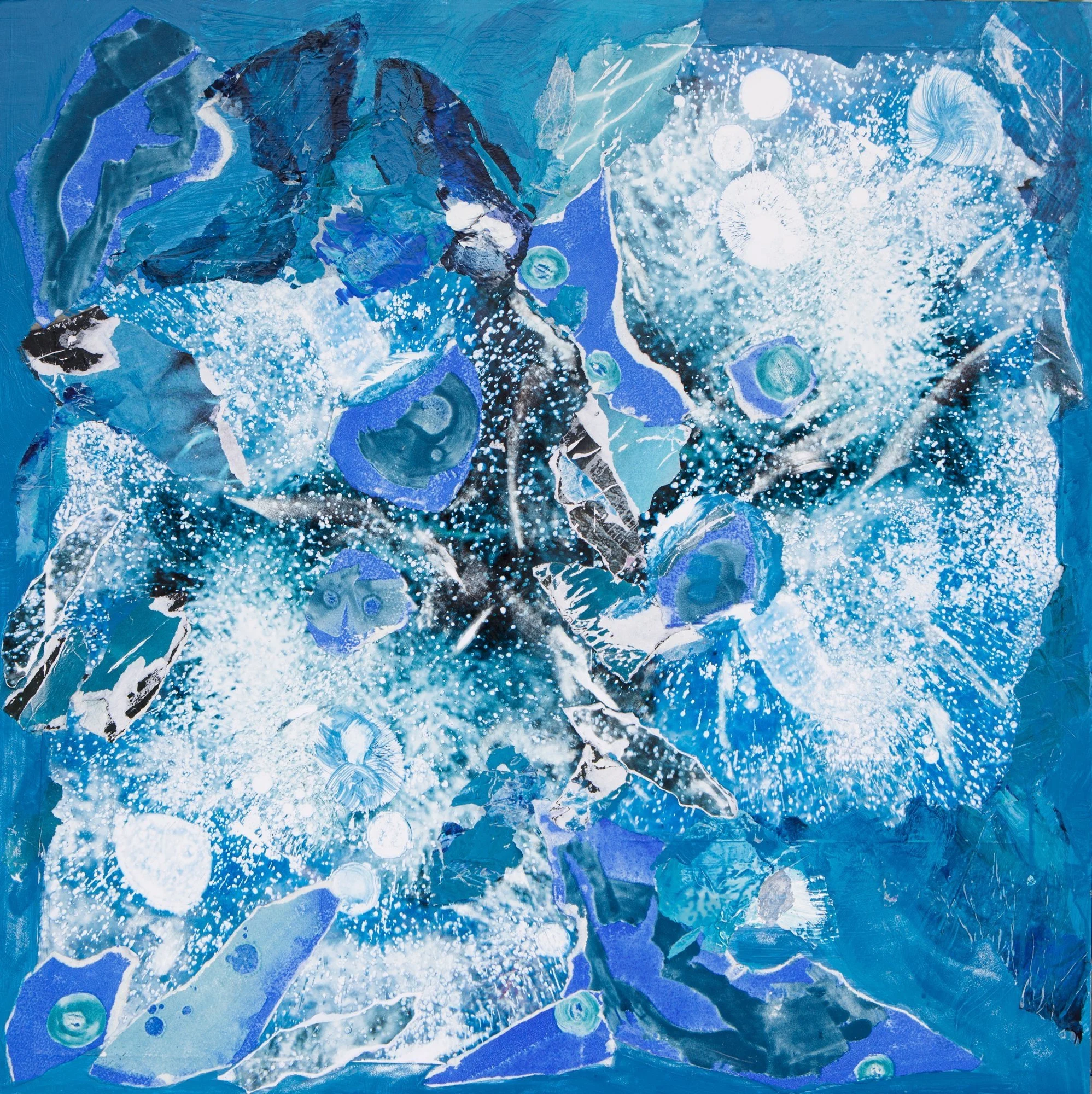 Marine Constellation, 2023, Mixed media on panel 30 x 30 in