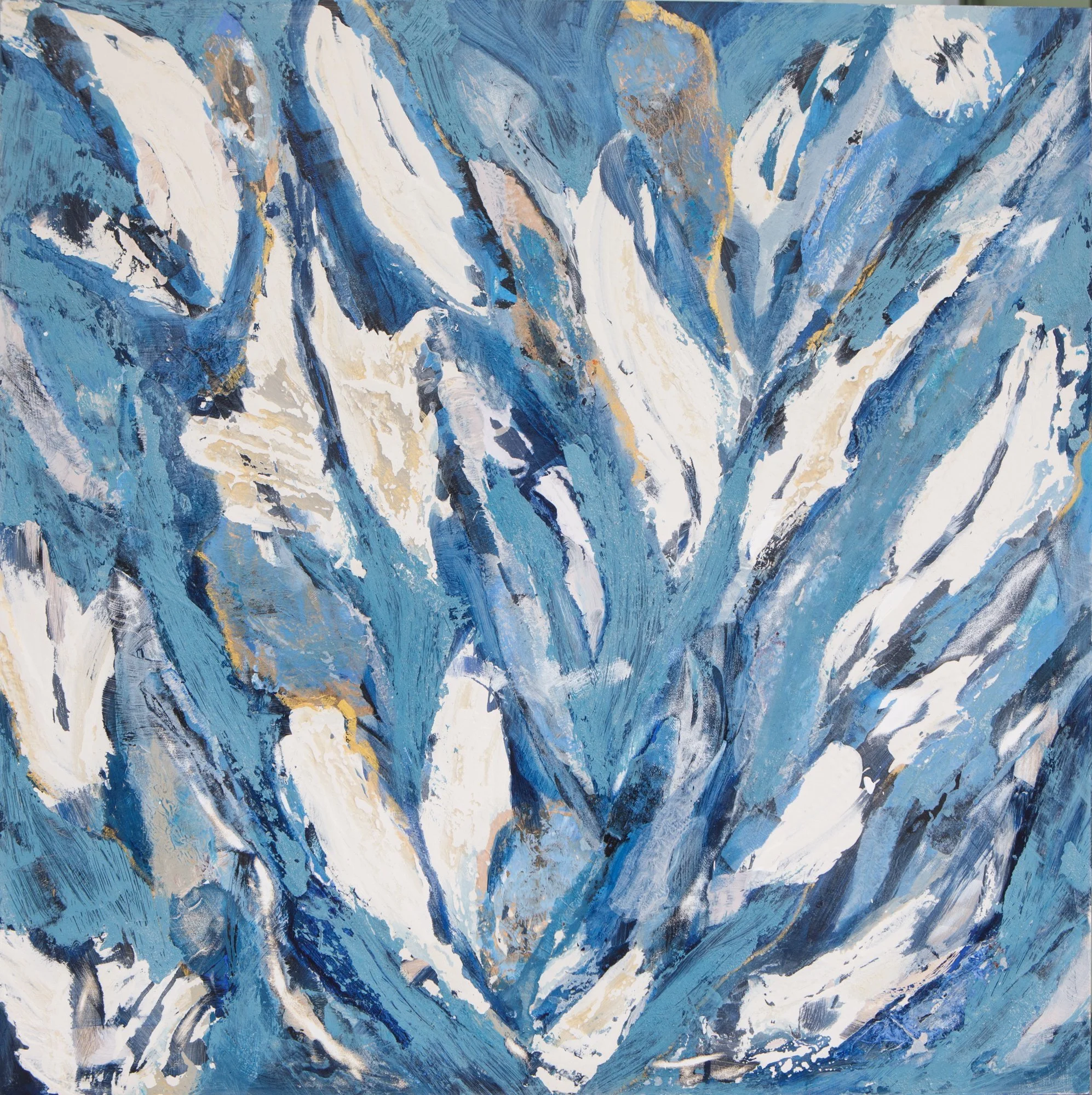 Reef, 2023, Mixed media on panel, 30 x 30 in