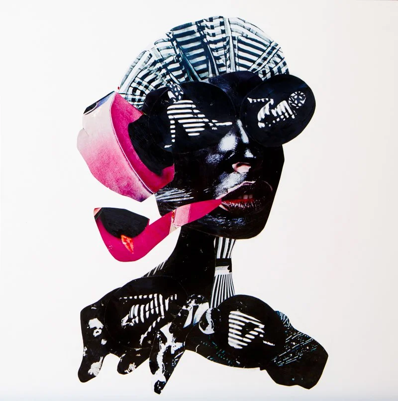 Femme à la Pipe (white), 2021
Mixed media, resin on panel 
24 x 24 in