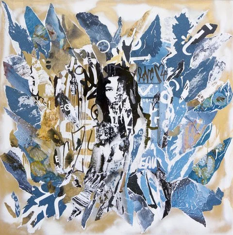 A Glimpse of You I, 2022 Mixed media, 
resin on panel  36 x 36 in, Private collection