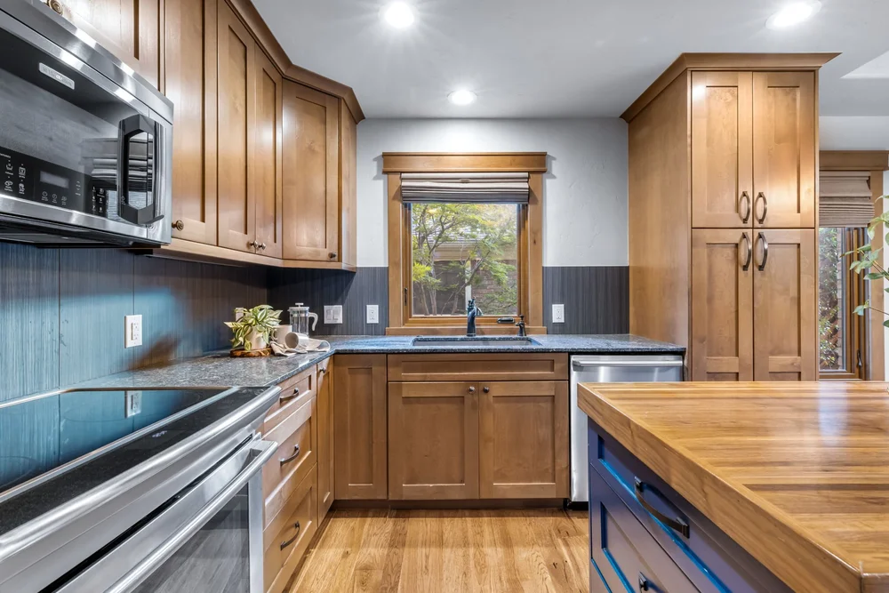 Kitchen detail with butcher-block island