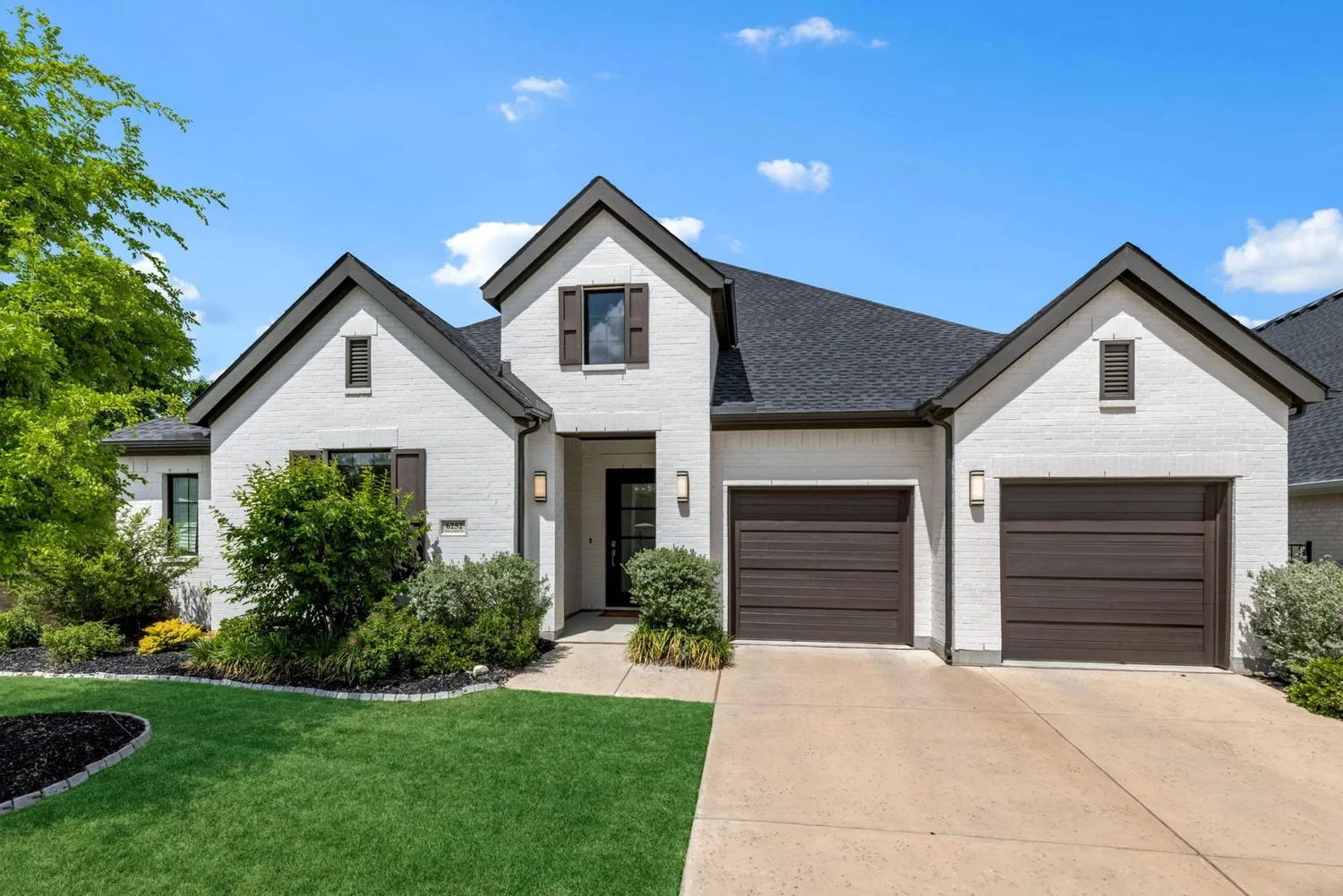 New farmhouse-style home exterior