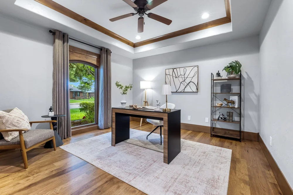 Home office with garden view
