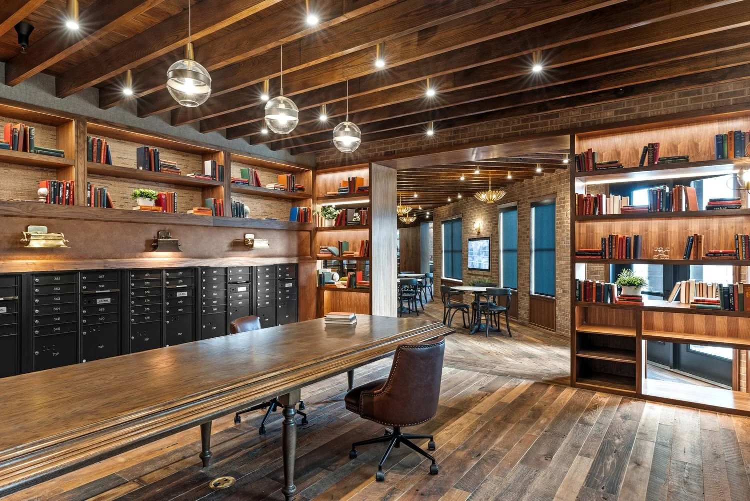 Co-working room with reclaimed wood table
