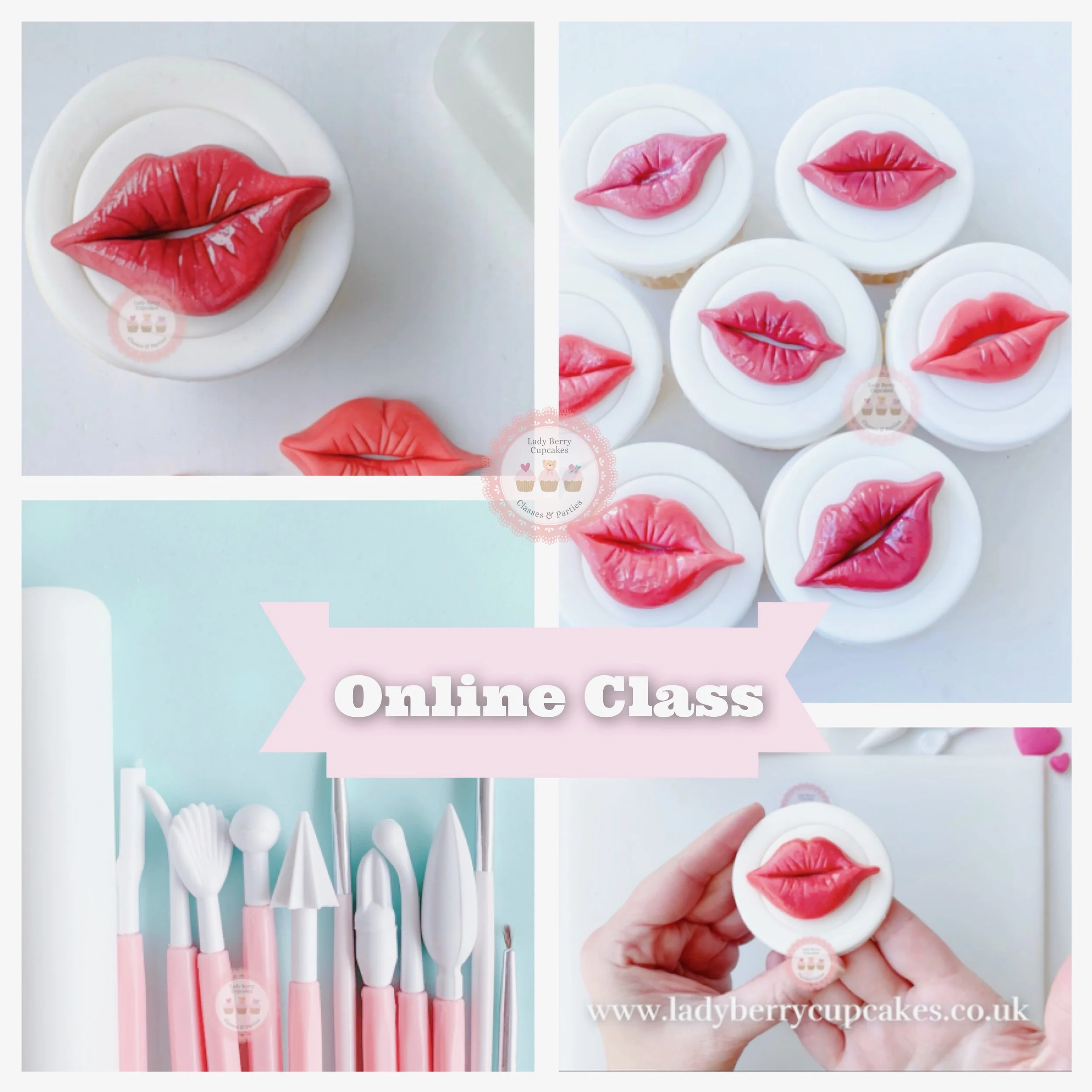 Lips online cupcake decorating class by Lady Berry Cupc