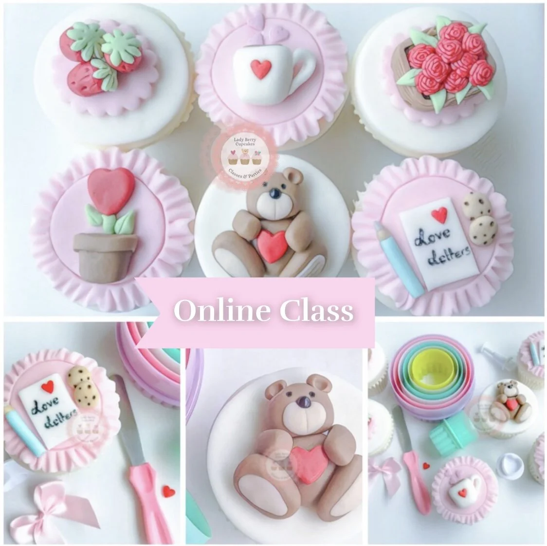 Valentine Cupcake decorating online class by Lady Berry cupcakes