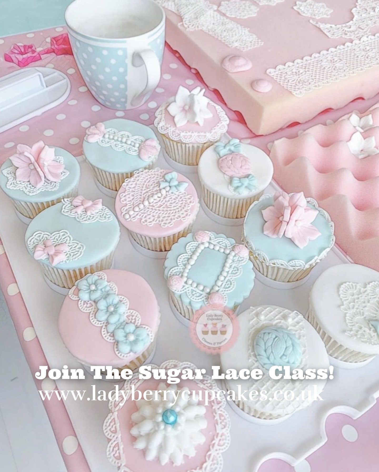 🧁 Would you like to learn to create these beautiful Sugar Lace cupcakes? Join the next Sugar Lace Class! 

🩷 Book your spot at www.ladyberrycupcakes.co.uk 

#SugarLace #SugarLaceClass #SugarLaceCupcakes #SugarLaceCakes #PrettyCakes #PartyCupcakes #