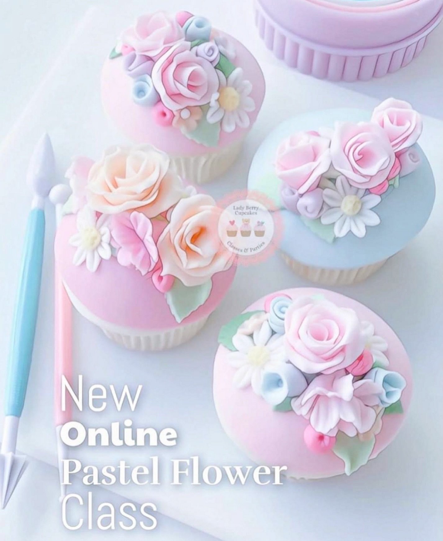 🌸 Try the Online Video class for this Collection of pretty yet simple fondant flowers! 

🧁 You can then  use these flowers to decorate your cakes, cupcakes and cookies for your customers &amp; loved ones! 

⭐️ Browse 160 online video classes at www