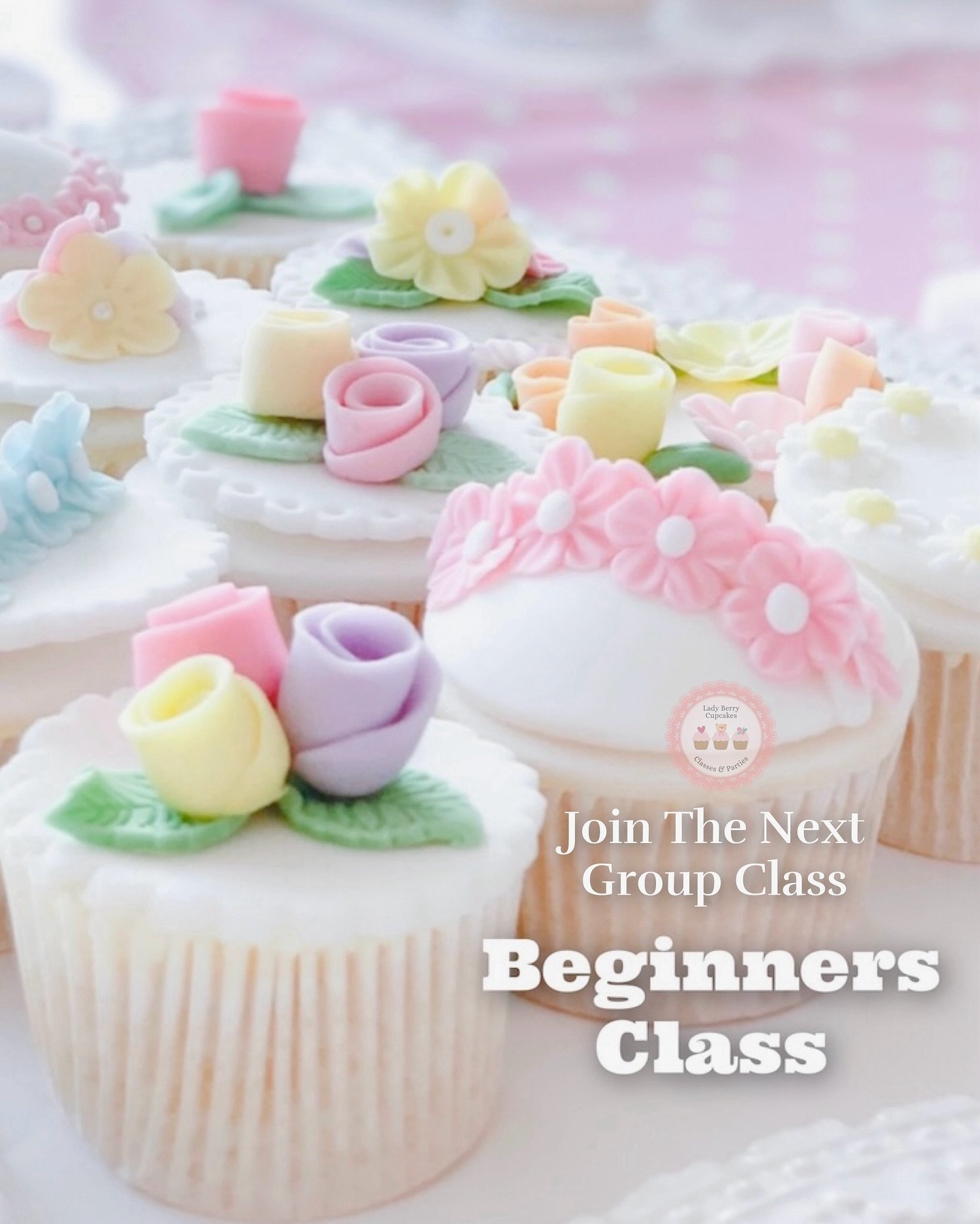 🌸 Would you like to learn how to make professional beautiful Sugar flowered Cupcakes and mastering the art of using fondant? 

🩷 Join the Next group Beginners class to learn how to create a box of 12 beautiful floral cupcakes. Invite your friend yo