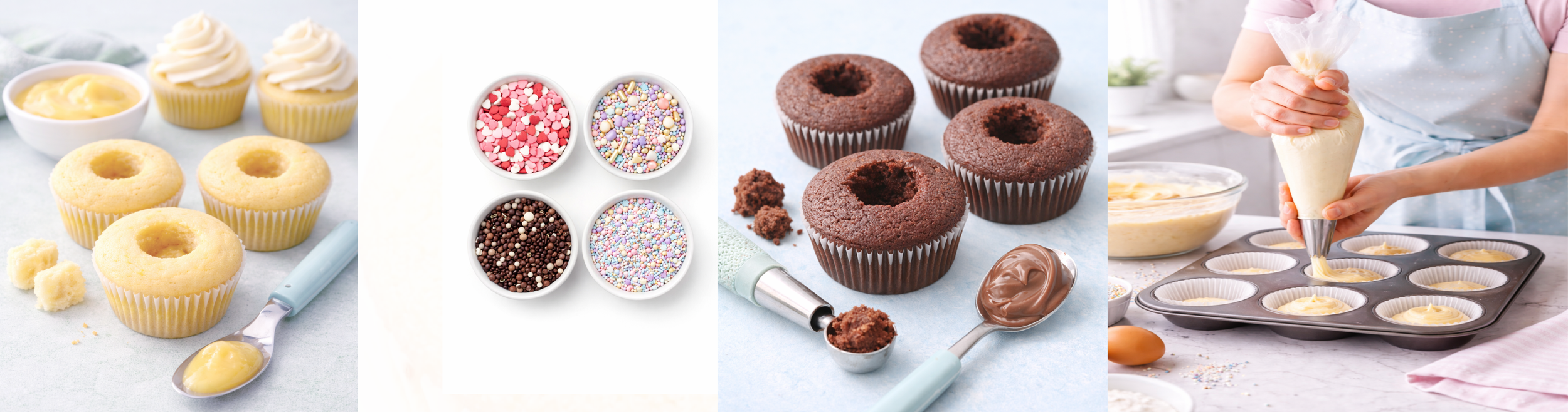 Making stuffed cupcakes an coring the centres