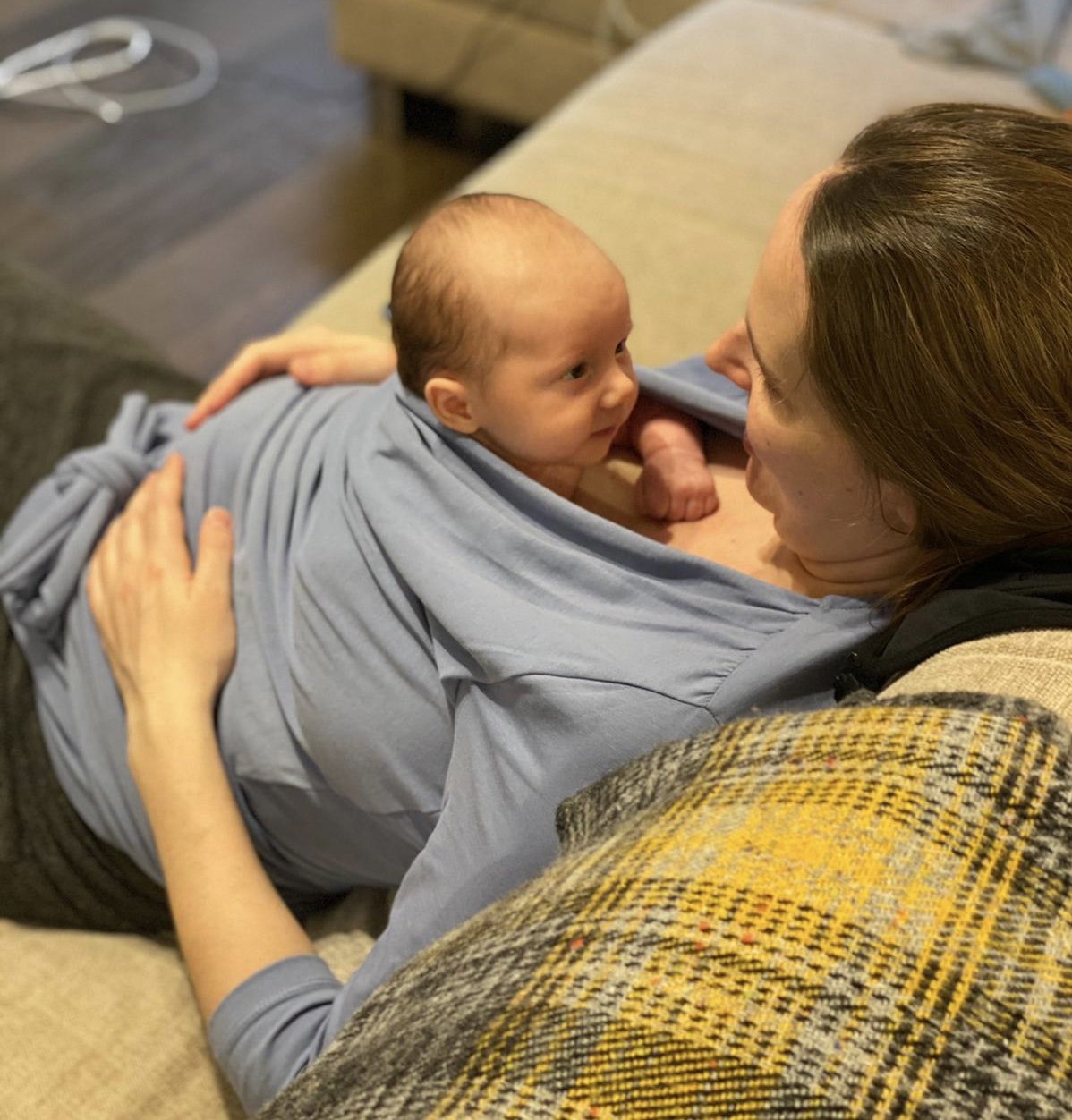 Wearing a baby in a sling