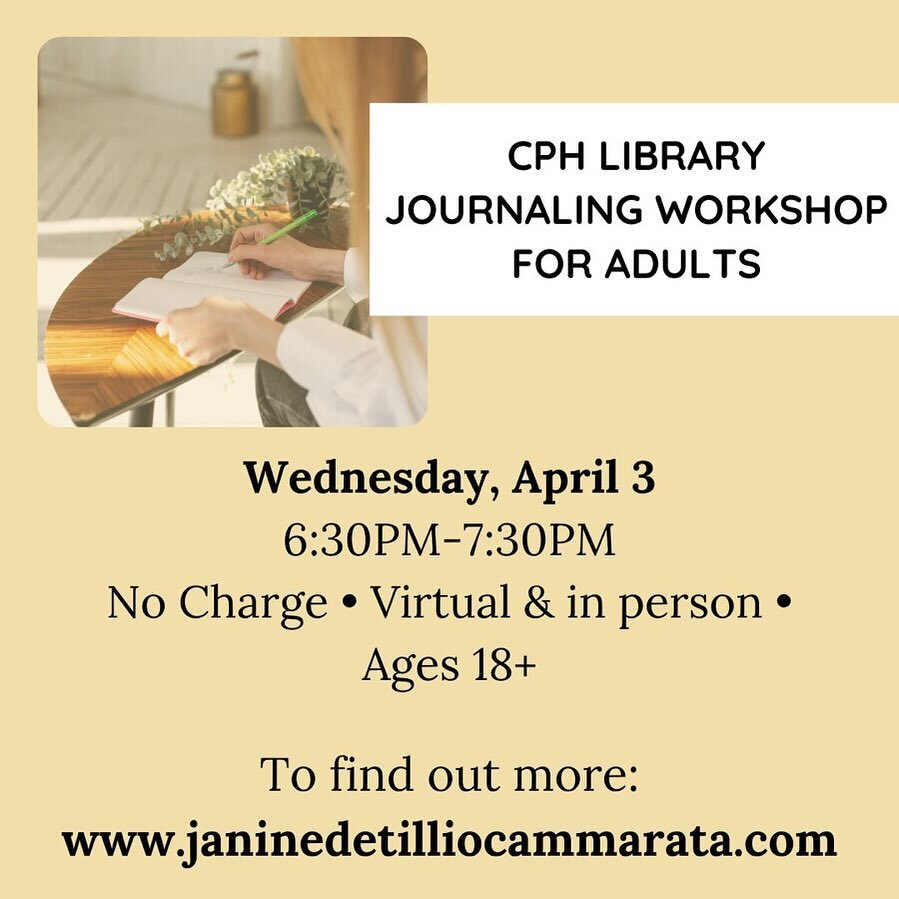 Gather to journal and transition to Spring!🌼 Registration link in bio! #journaling #cphlibrary #janinedetilliocammarata