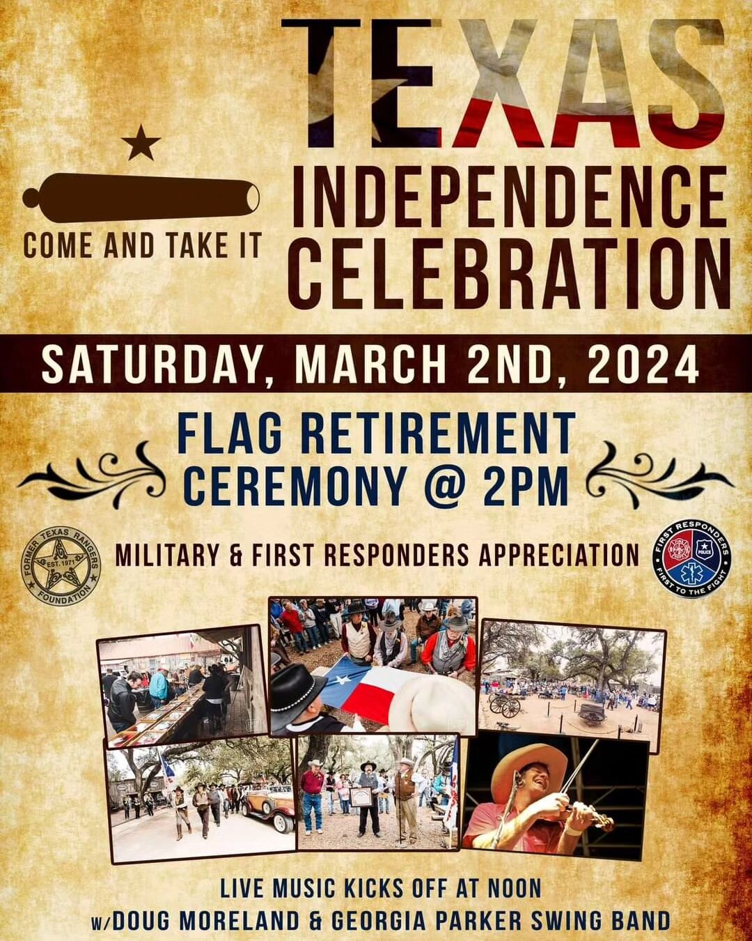 💥Come out to Luckenbach Texas on March 2, 2024 and help us celebrate the Texas Independence and view our Official Texas Flag retirement ceremony w/Former Texas Rangers.

#Texas #LuckenbachTexas