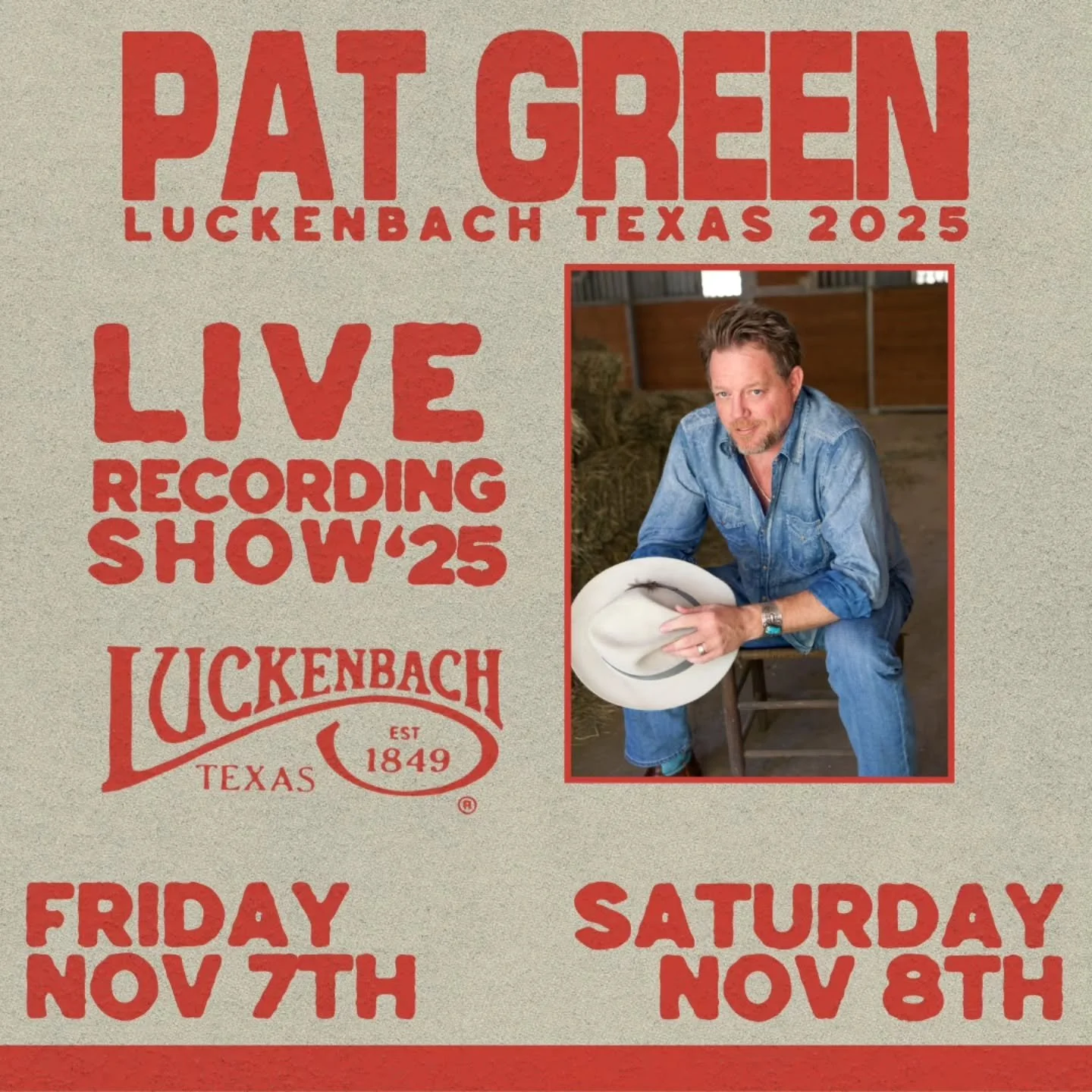 LOW TICKET🚨 @patgreenmusic LIVE Album Recording on Sat. Nov. 8th, 2025 VIP Dancehall tickets are SOLD OUT, and only a few are left for Fri. Nov. 7th 2025, so get'em while you can 🎟 LINK IN BIO 

Also, a very limited # of Outdoor Grounds GA are avai
