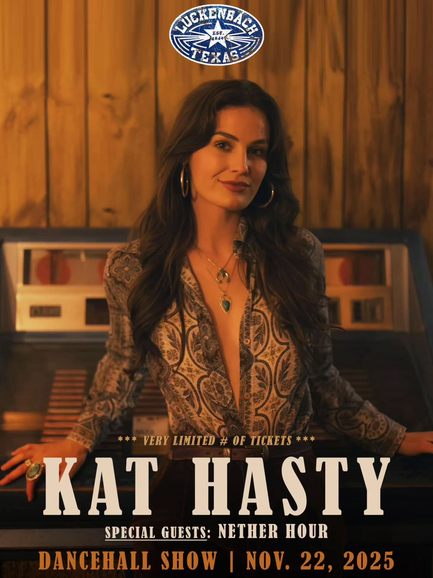 ⚡️Kat Hasty makes her Luckenbach Texas headline debut on Sat. Nov. 22nd, 2025 w/special guests Nether Hour! 🎟 available at: https://bit.ly/4p3WhBt

Just 12.5miles from downtown Visit Fredericksburg TX

#LuckenbachTexas #EverybodysSomebody #kathasty