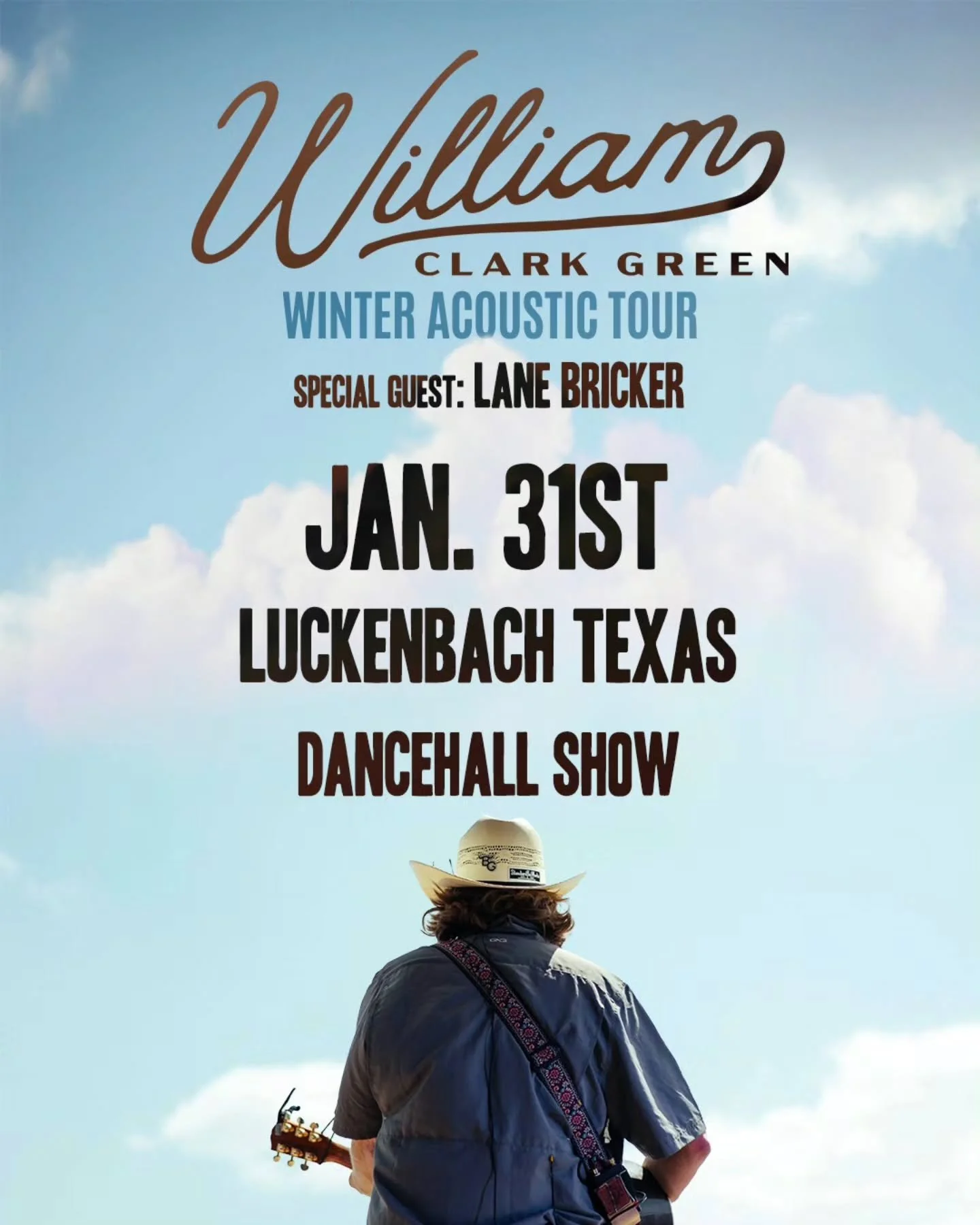 🔥SHOW UPDATE: Joining William Clark Green will be special guest Lane Bricker on Jan. 31st, 2026! 🎟 LINK IN BIO 

#LuckenbachTexas #EverybodysSomebody #williamclarkgreen
Just 12.5miles from downtown @visitfredtx