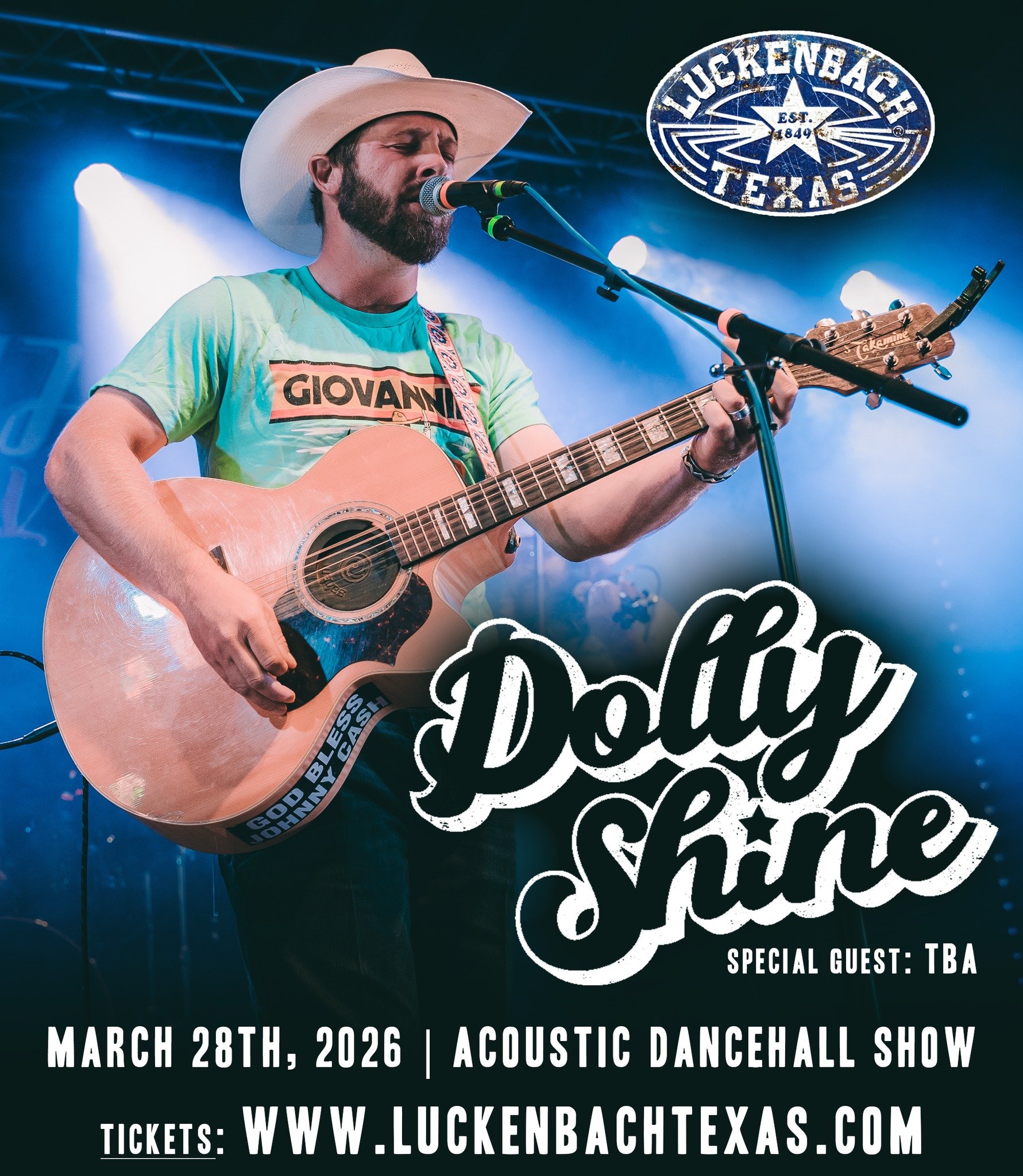 JUST ANNOUNCED 🤠 @dollyshinemusic returns to Luckenbach Texas on Saturday, March 28th, 2026! Tickets go on sale 1/14 at 10am CT 🎟 https://bit.ly/4qP7Pbw

#LuckebachTexas #EverybodysSomebody #dollyshine