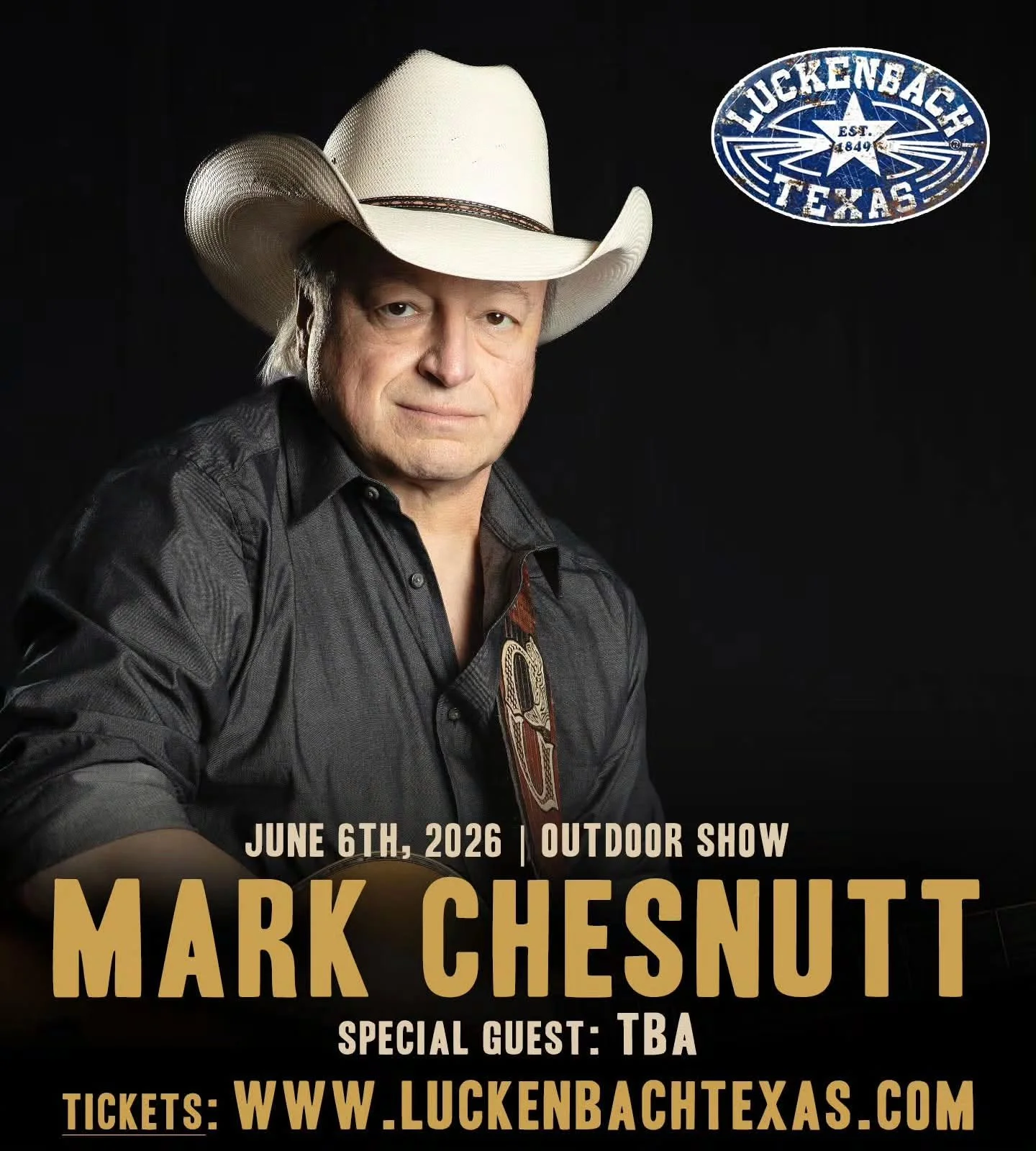 🎟 ON SALE NOW: LINK IN BIO for 90's Country Star Mark Chesnutt on June 6th, 2026! 

#LuckenbachTexas #markchesnutt #EverybodysSomebody