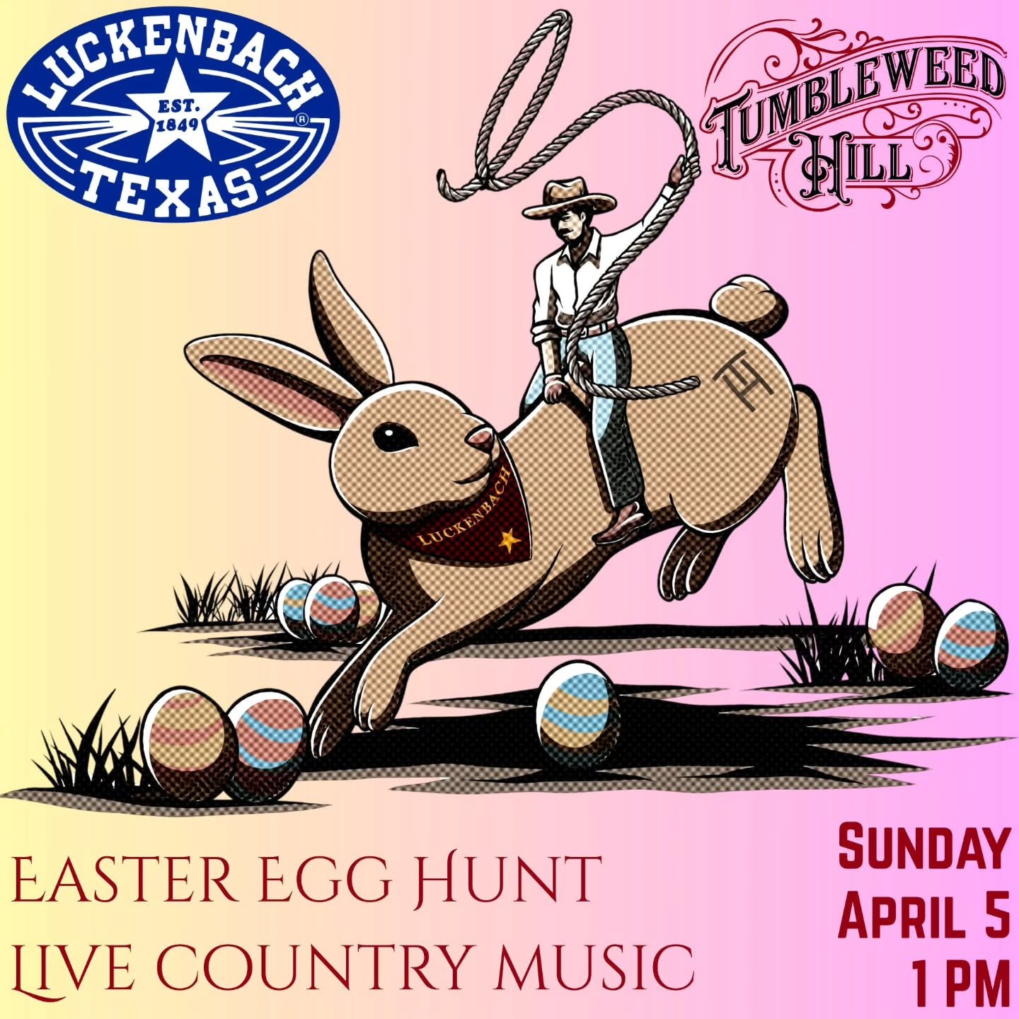 Let's go to Luckenbach Texas! 🐣EASTER EGG HUNT ON APRIL, 5TH, 2026 at 1pm🐰FREE FAMILY FUN &amp; Live Music: Tumbleweed Hill, MORE INFO AT https://bit.ly/4qpyHyl

#LuckenbachTexas #EverybodysSomebody #easter