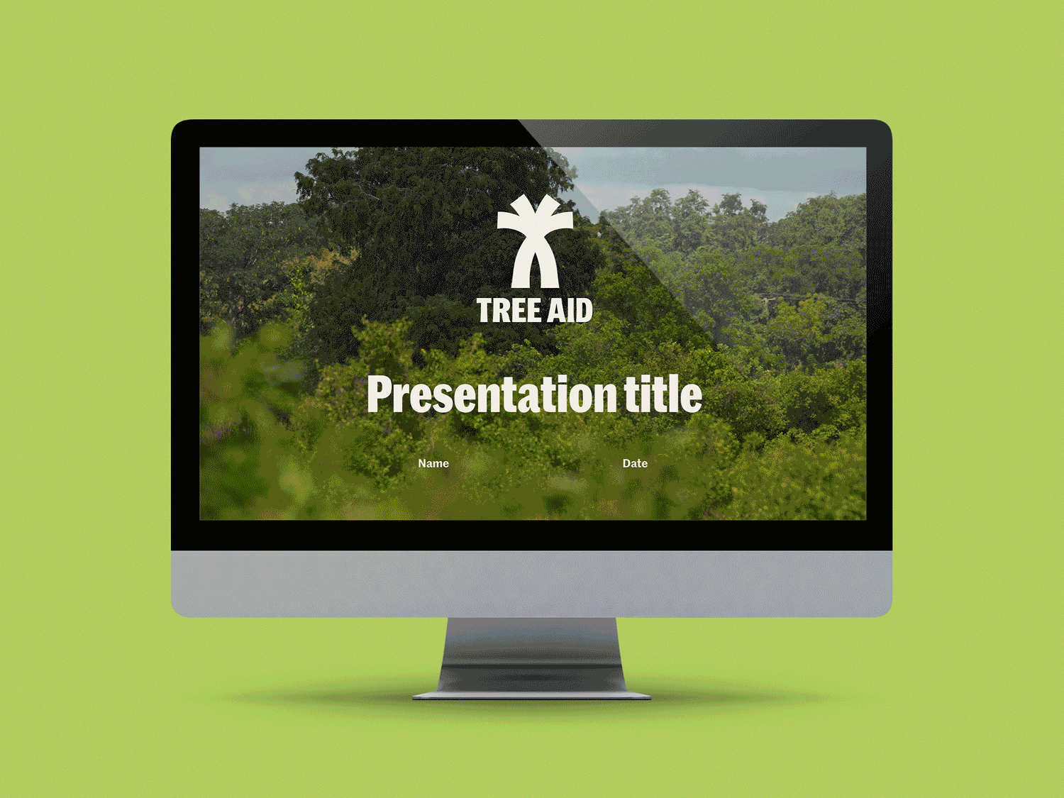 Computer screen displaying slides of a PowerPoint presentation for Tree Aid.