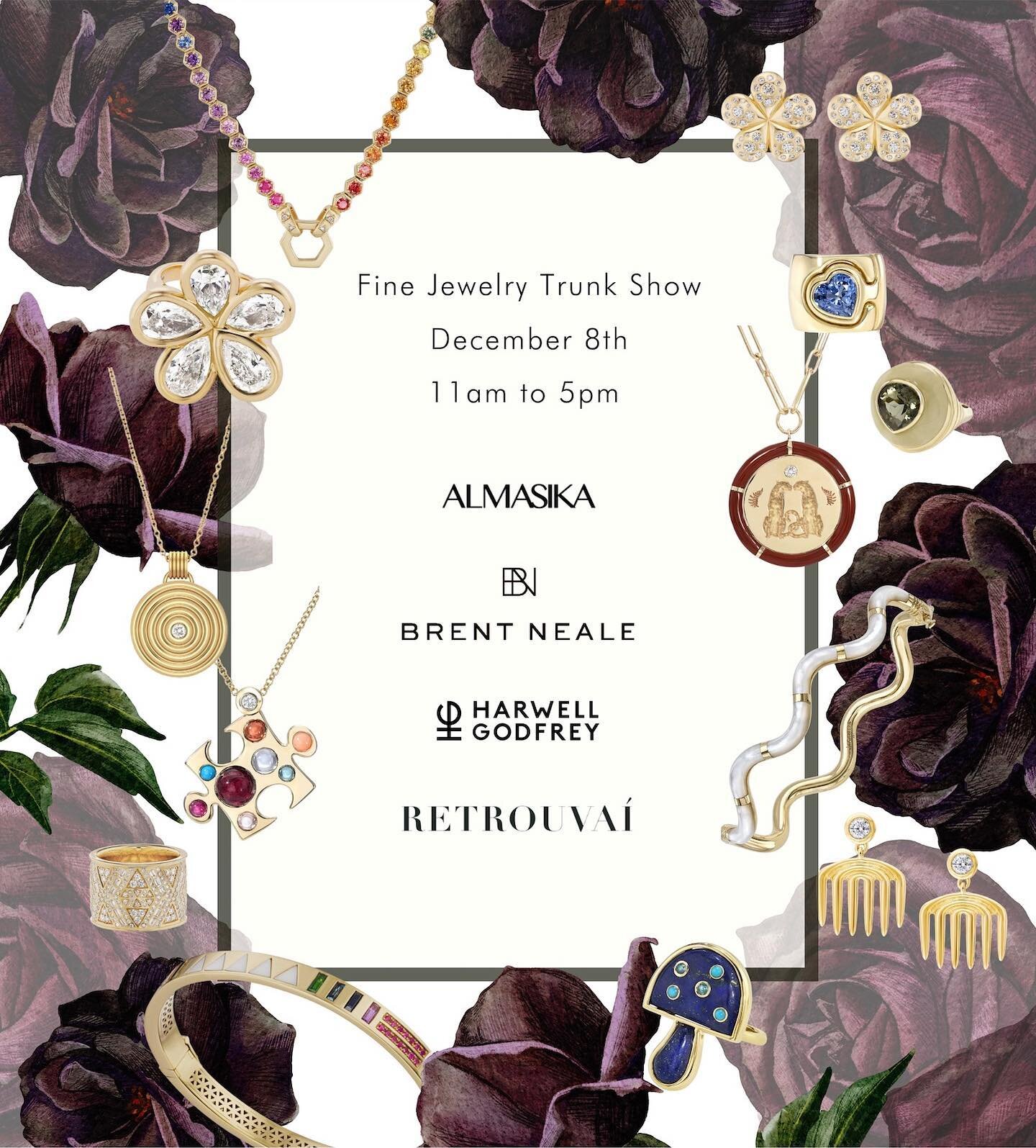 Join us in-store December 8th for our fine jewelry trunk show alongside Meaghan Flynn from @for_future_reference and Catherine Sarr from @almasikafinejewellery. We&rsquo;ll also be showcasing the beautiful collections from @brentnealejewelry, @harwel