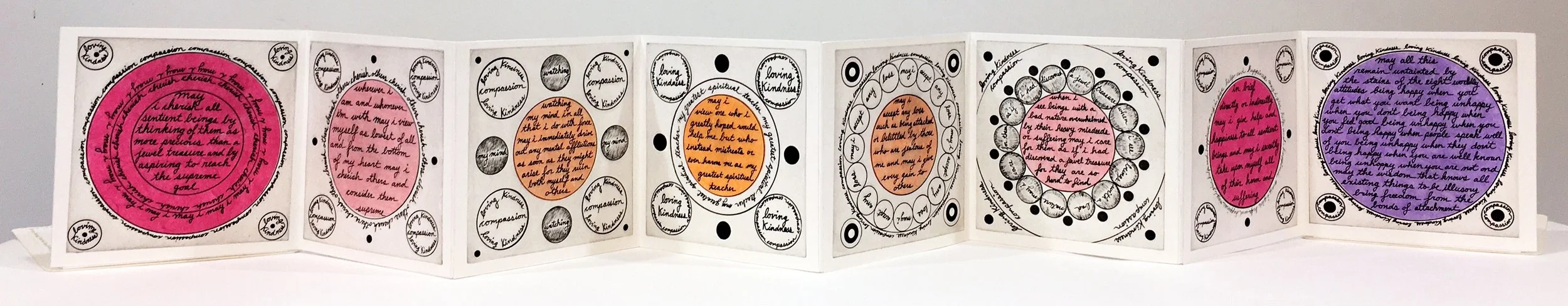 Personal Meditations Loving Kindness (side 1), a unique artists book - see video for full book demo