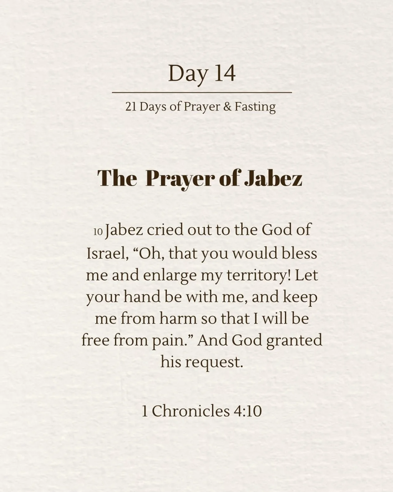 Day 14 of 21 Days of Prayer and Fasting. This week we are starting to look at the prayer of Jabez. 🙏🏼 Also TUNE IN to Andrew&rsquo;s sermon Sunday night at 6PM! Link Here -  https://youtube.com/@studentlife6647?si=gPlq5Ka9jTbNT9xY