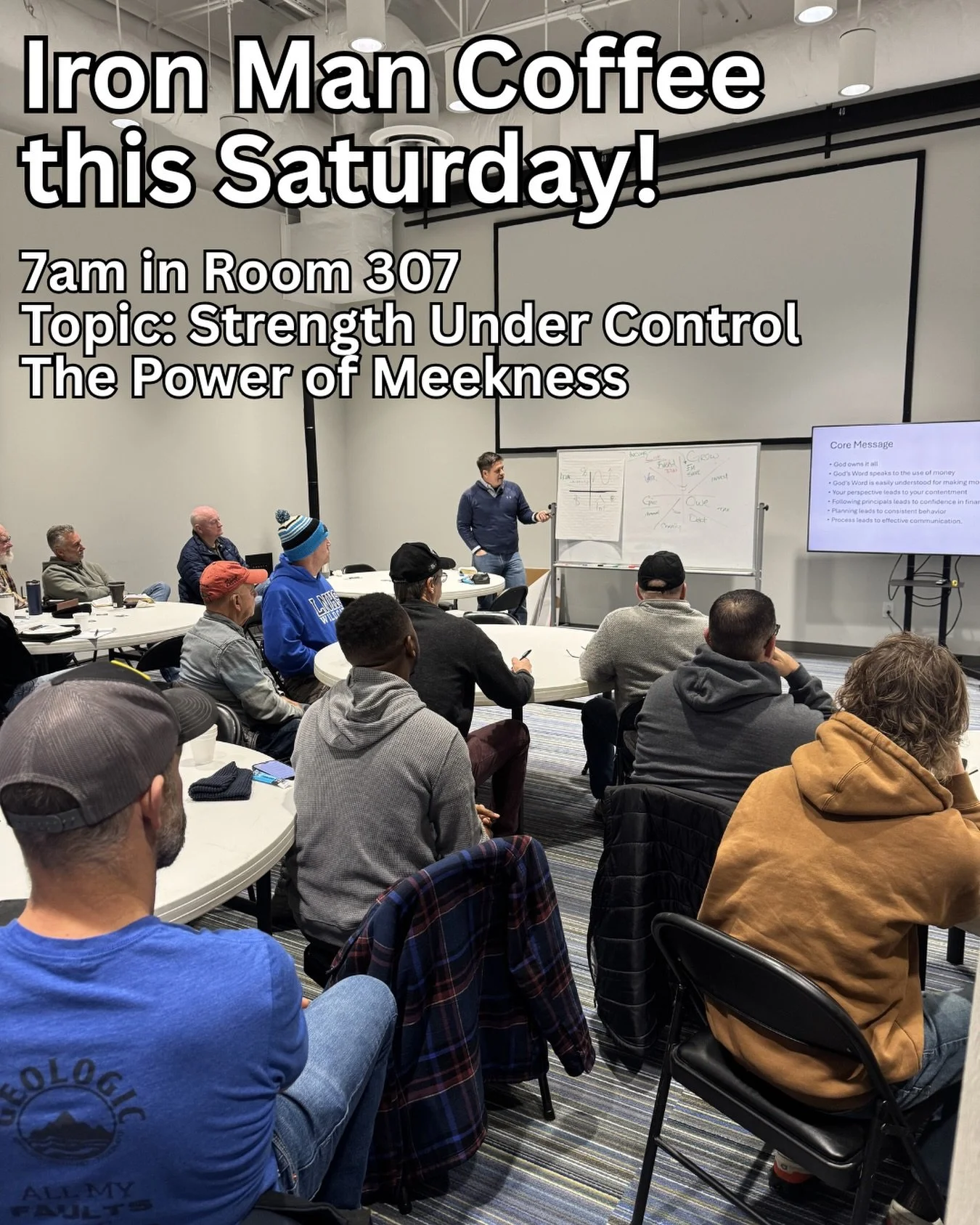 Men of LIFE! Join us this Saturday for Iron Man Coffee at 7am in room 307 as we discuss Strength Under Control: The Power of Meekness 
#lifecharlotte