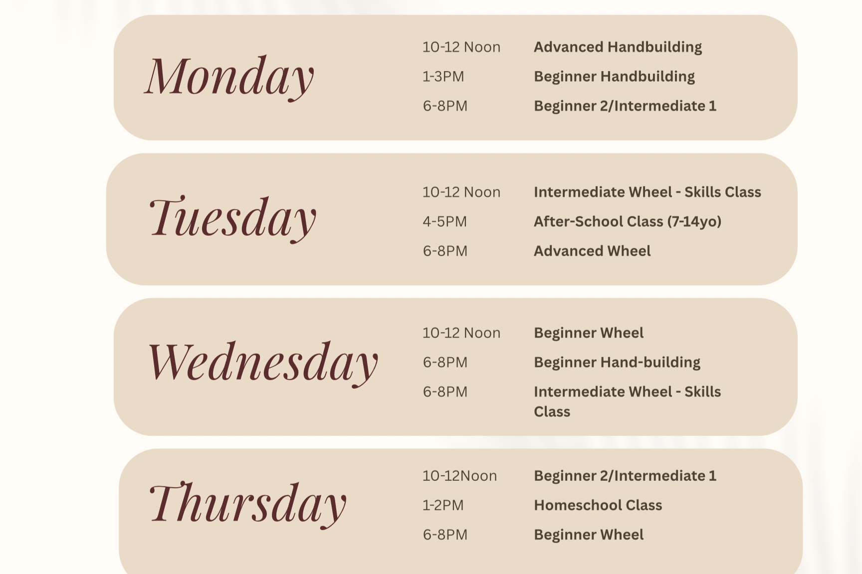 Fall 2 Calendar
