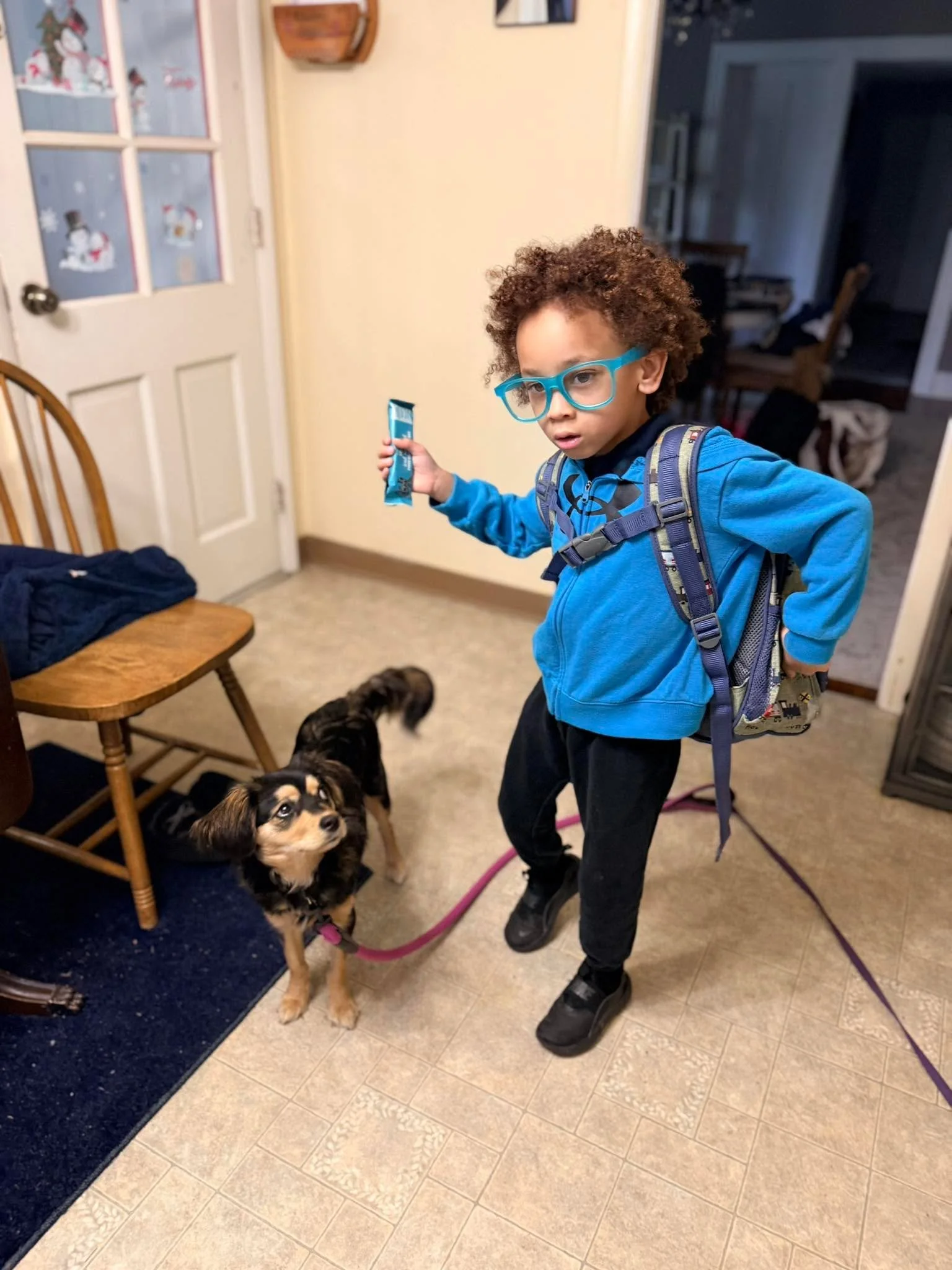 Even Gracie knows enough to know that Jax is up to something here 😂😂

He was insistent on needing to wear his &ldquo;reading glasses&rdquo; even though he can&rsquo;t read. 

I don&rsquo;t know where this kid gets this stuff.
