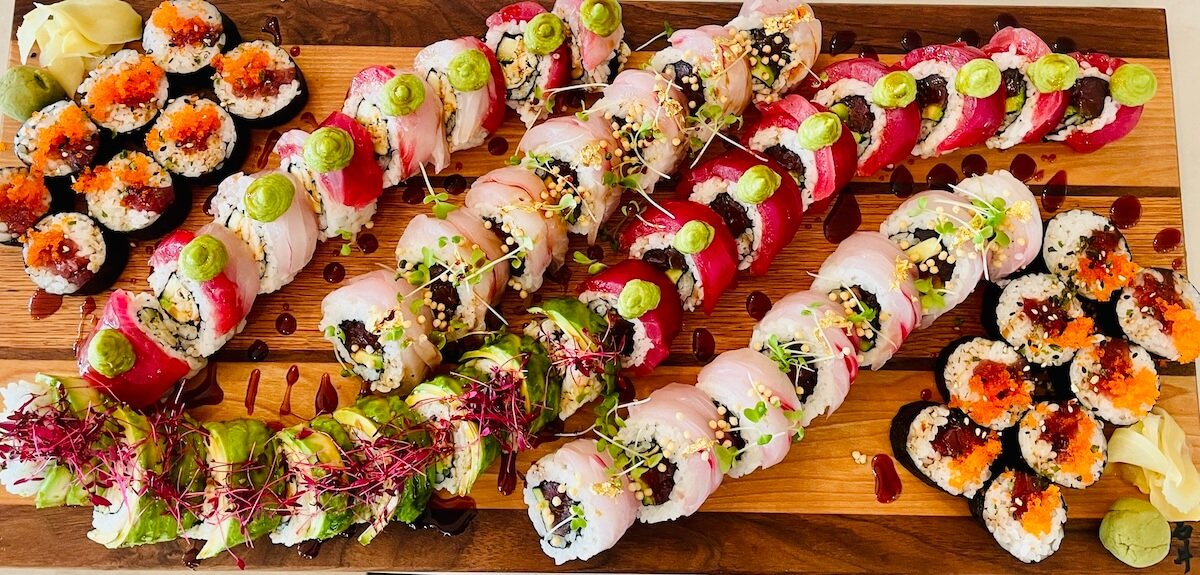 Maui sushi platter featuring locally sourced fish.