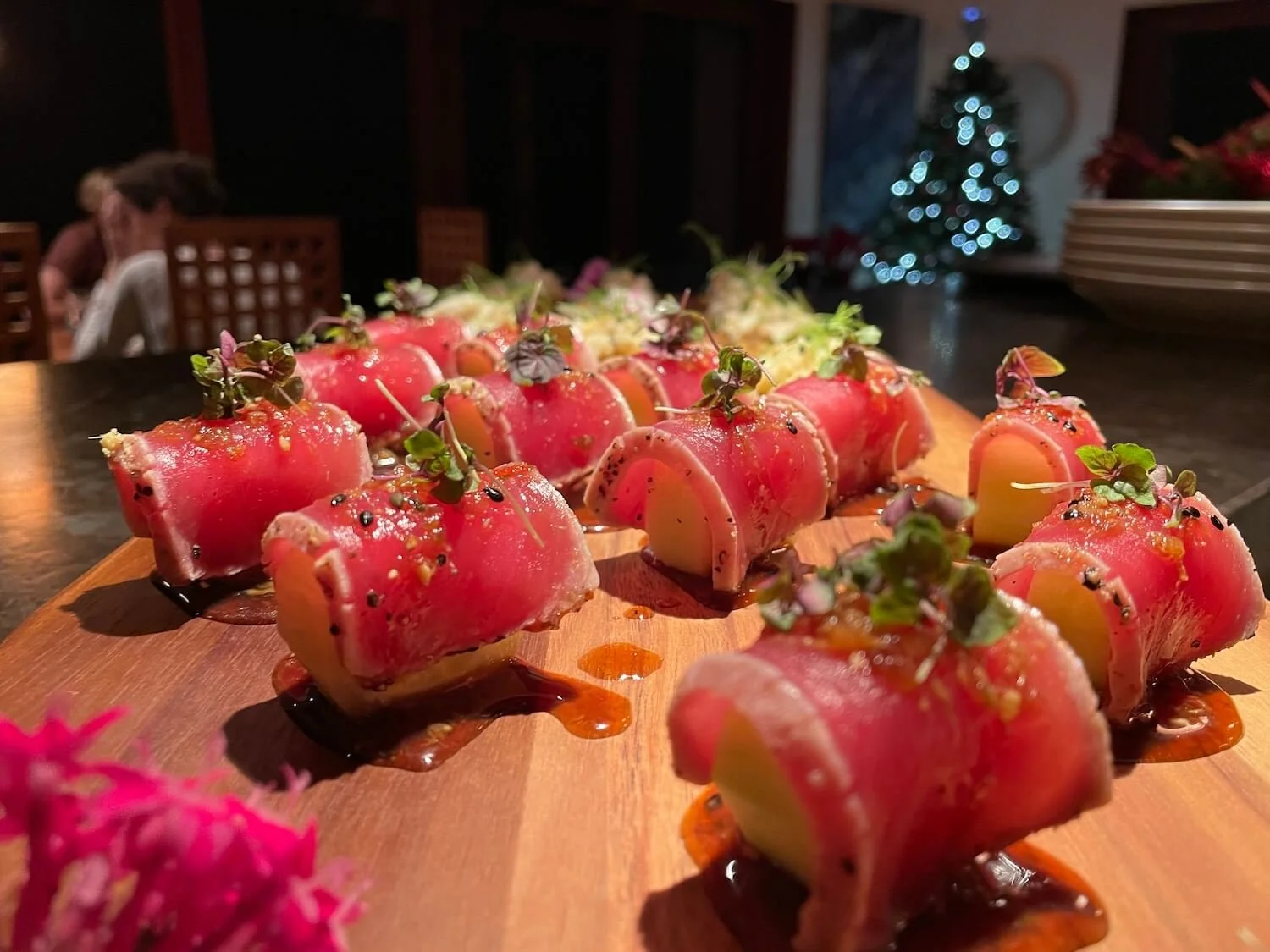 Local Hawaiian ahi tuna nigiri bites prepared by private chef Matt.