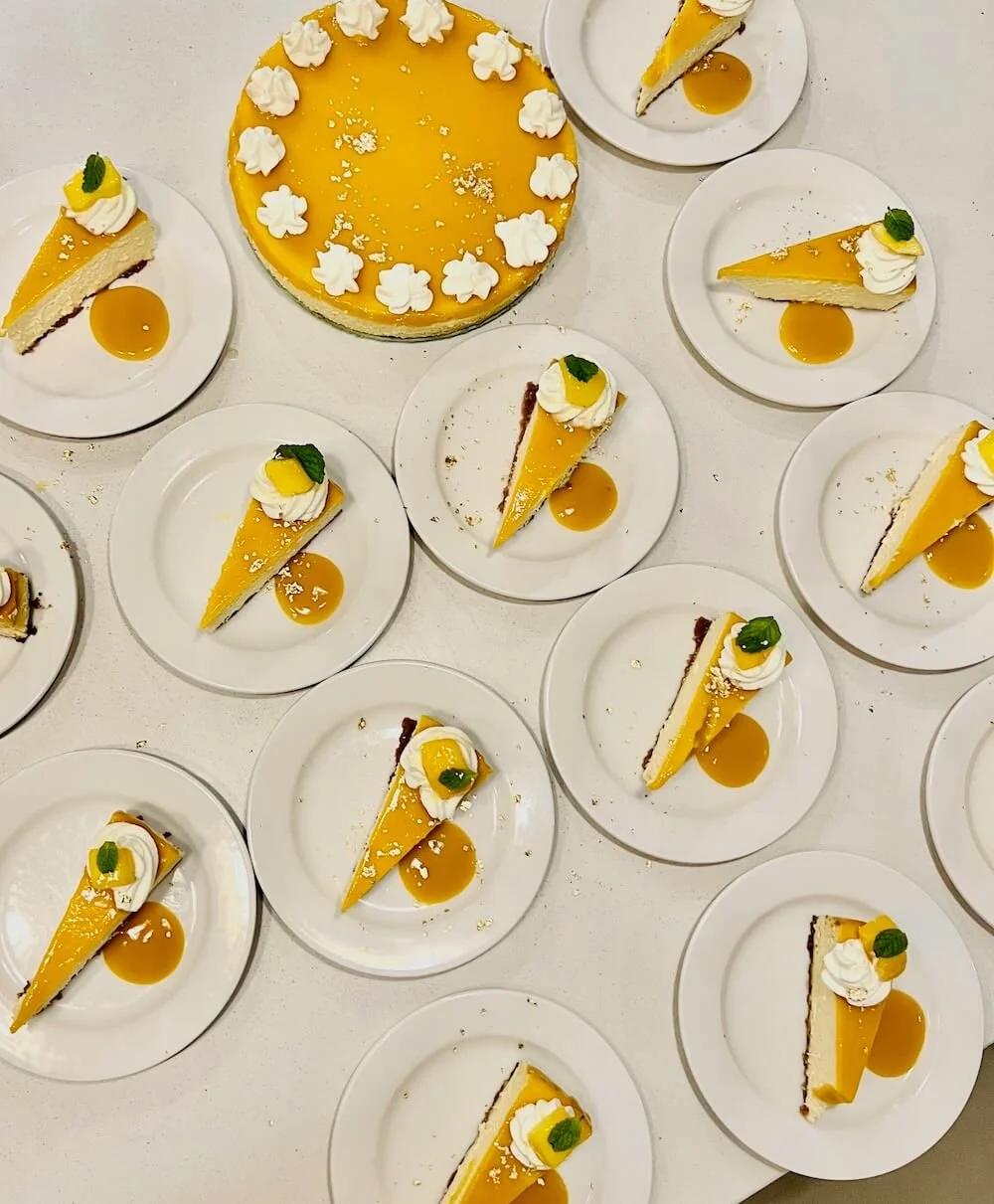 Gourmet Maui cheesecake with local Lahaina mangos.