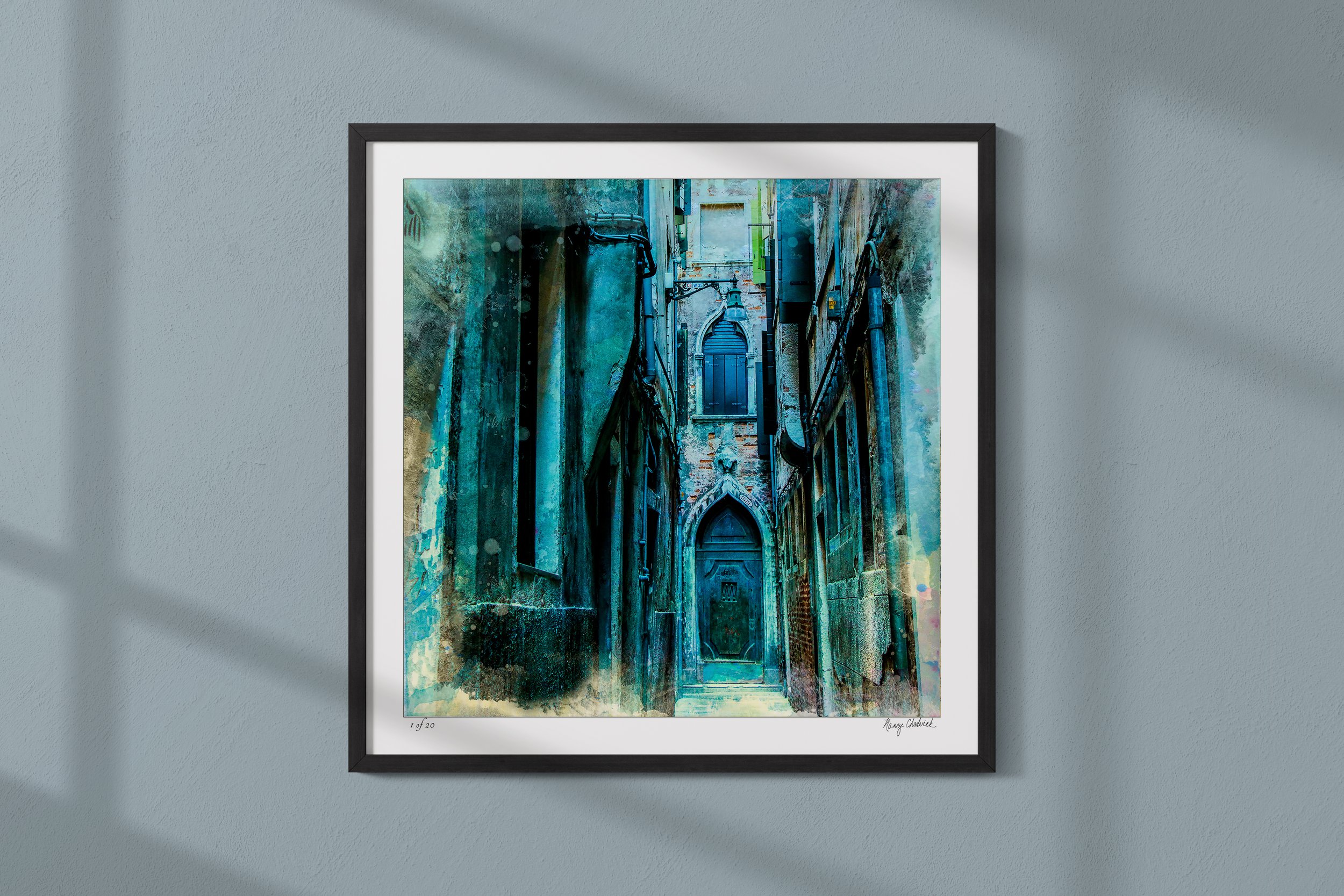 Alley in Venice Framed on Blue Wall .jpg