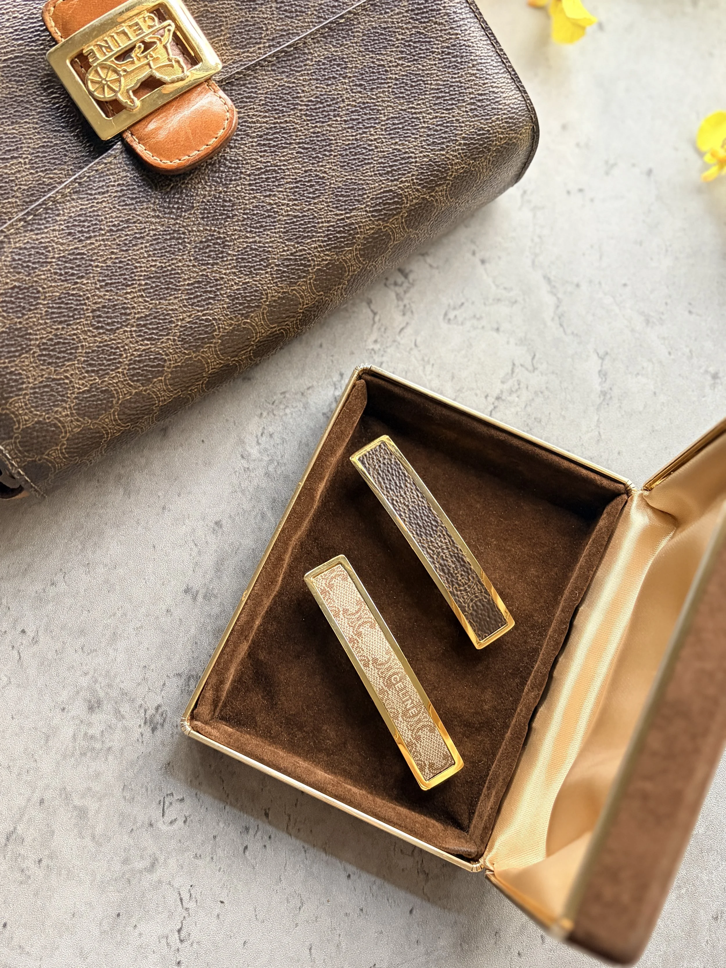 Upcycled Celine Macadam Canvas Handmade Hair Clip