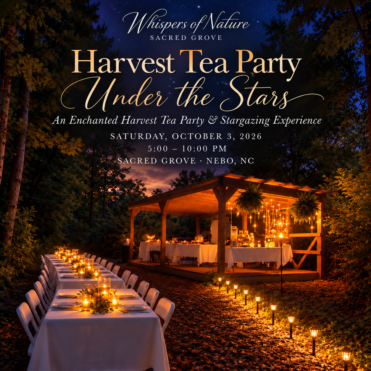 Harvest Tea Party Under the Stars:  Saturday, October 3, 2026 |  Men and Women · 18+